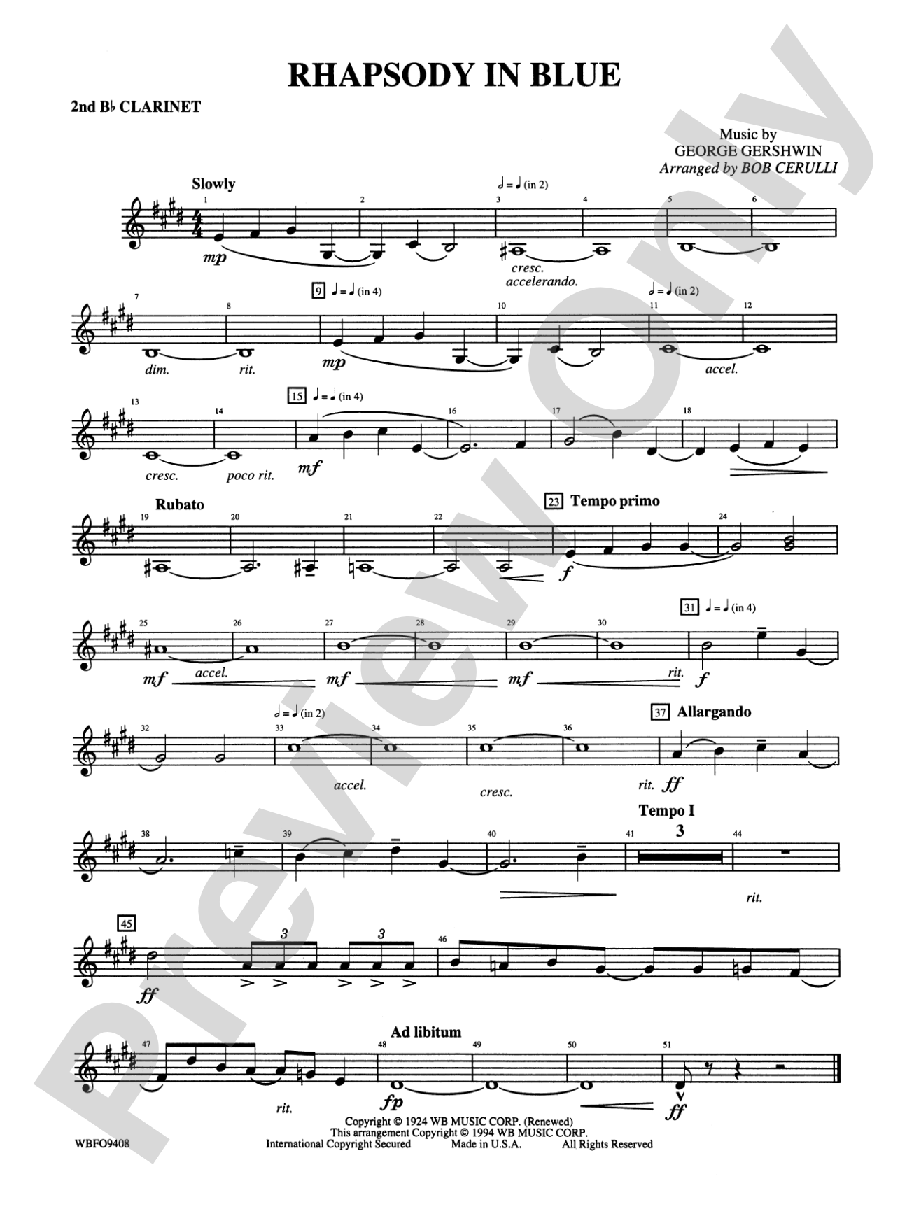 Rhapsody in Blue: 2nd B-flat Clarinet