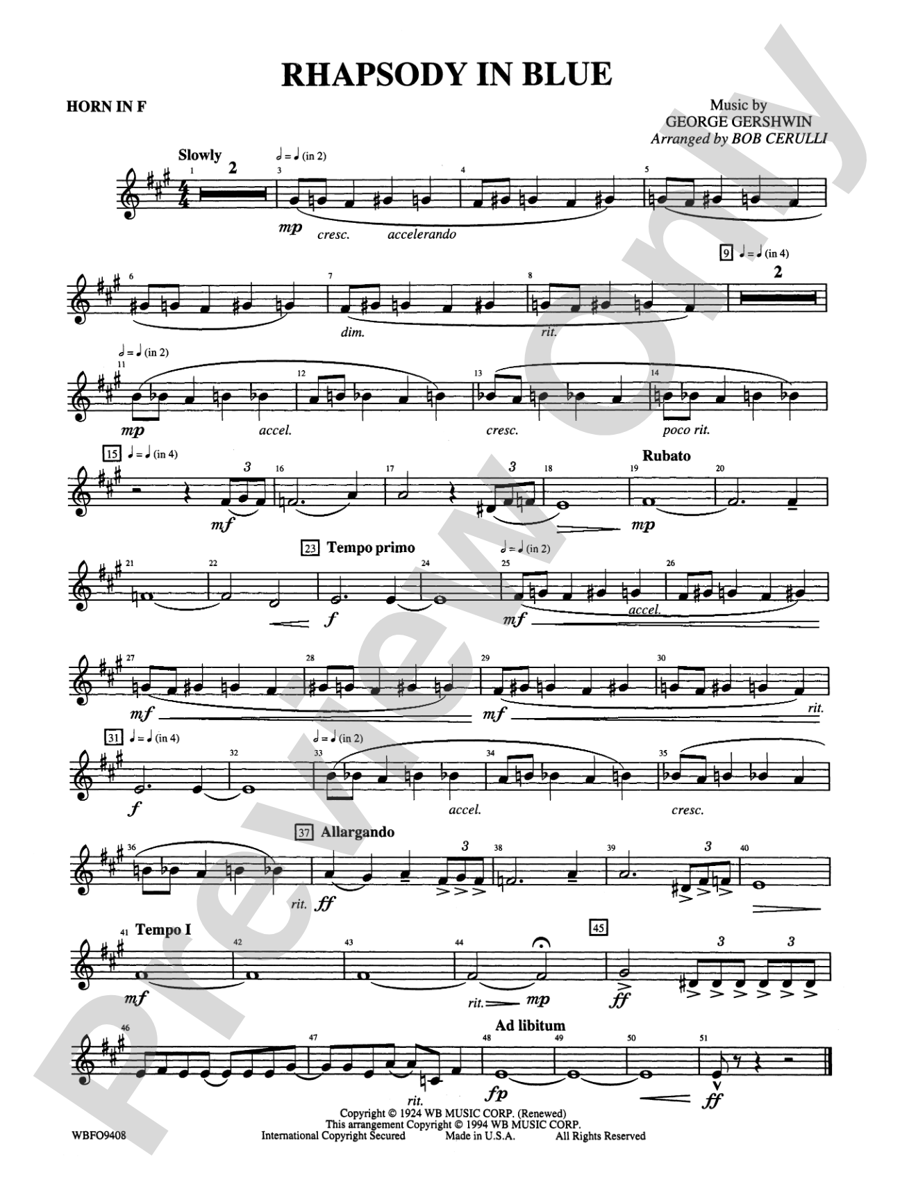 Rhapsody in Blue: 1st F Horn