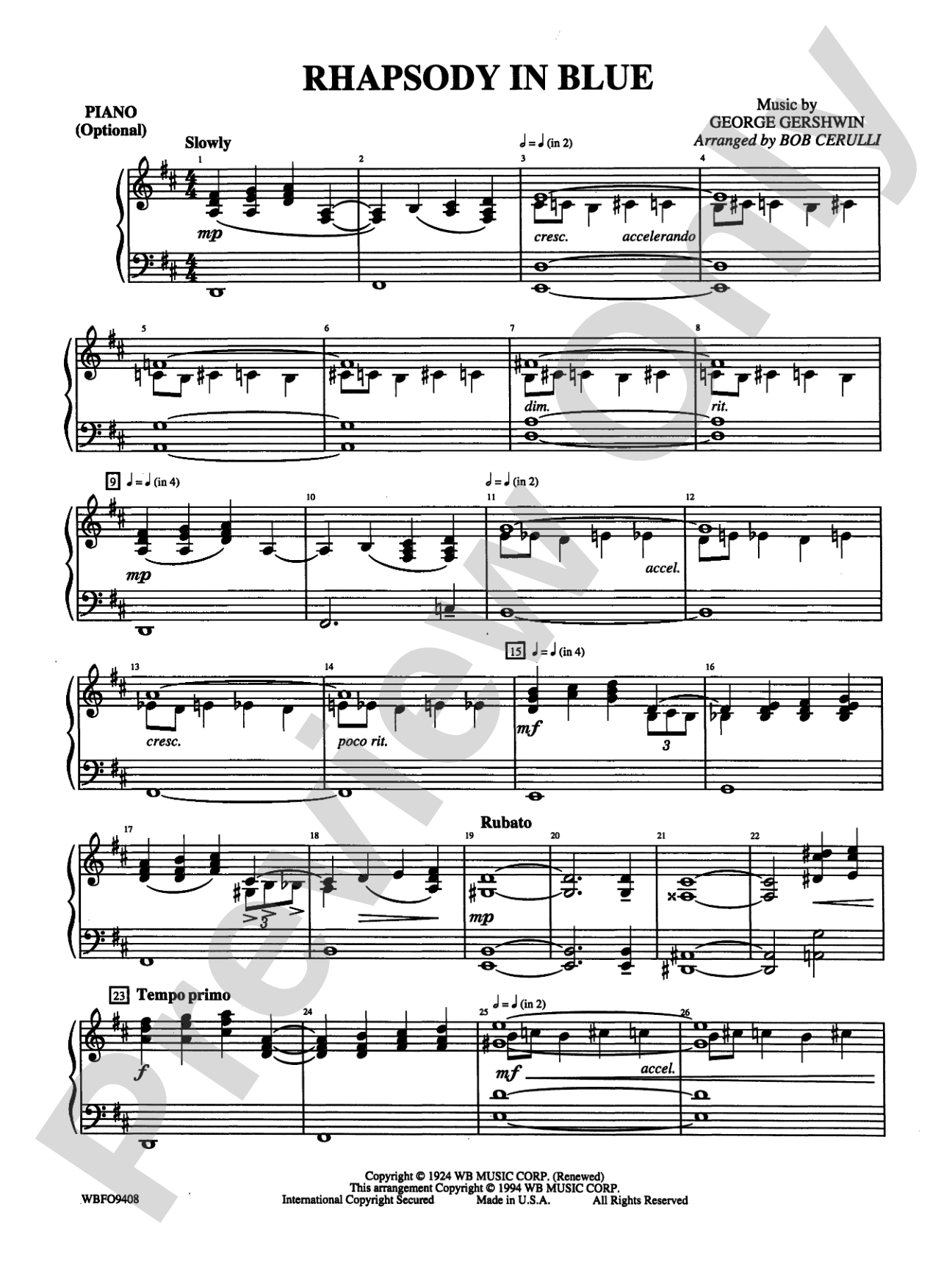 Rhapsody in Blue: Piano Accompaniment