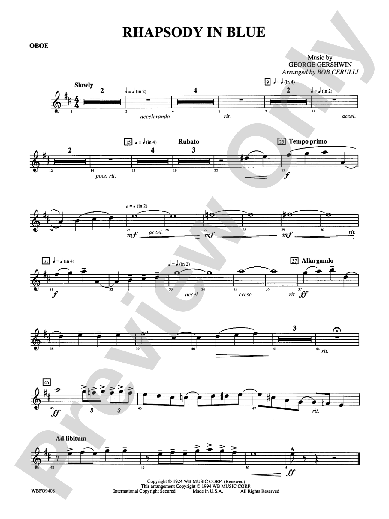 Rhapsody in Blue: Oboe