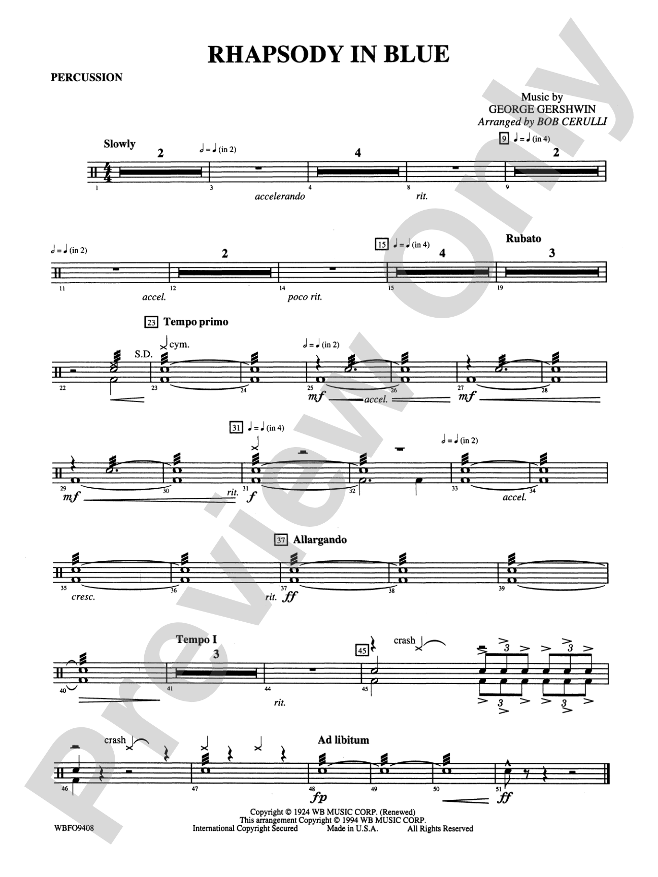 Rhapsody in Blue: 1st Percussion