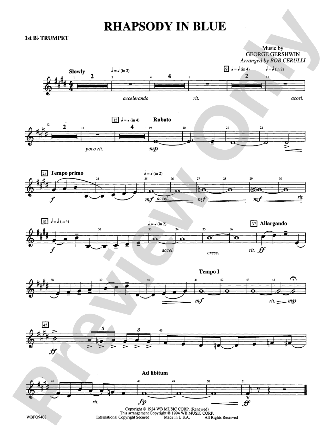Rhapsody in Blue: 1st B-flat Trumpet