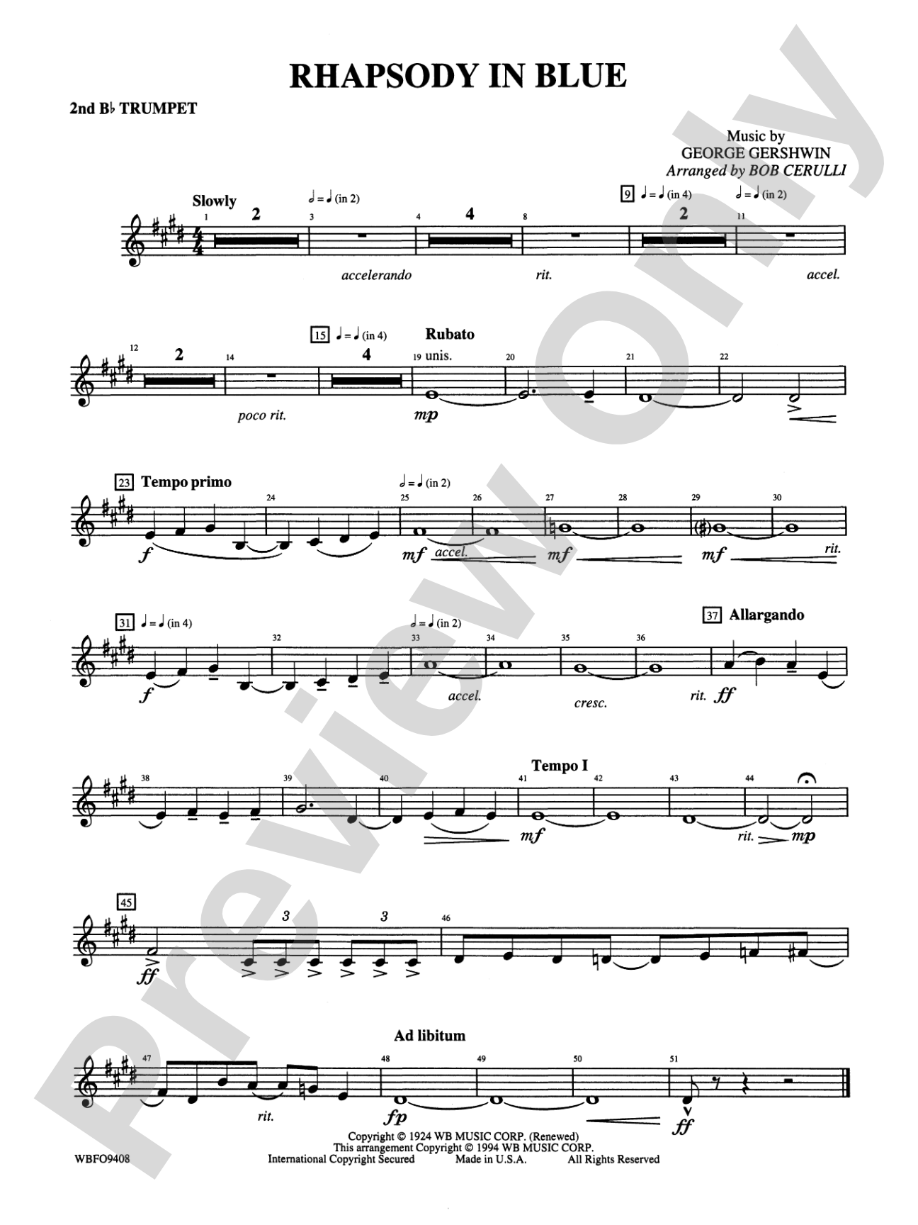 Rhapsody in Blue: 2nd B-flat Trumpet