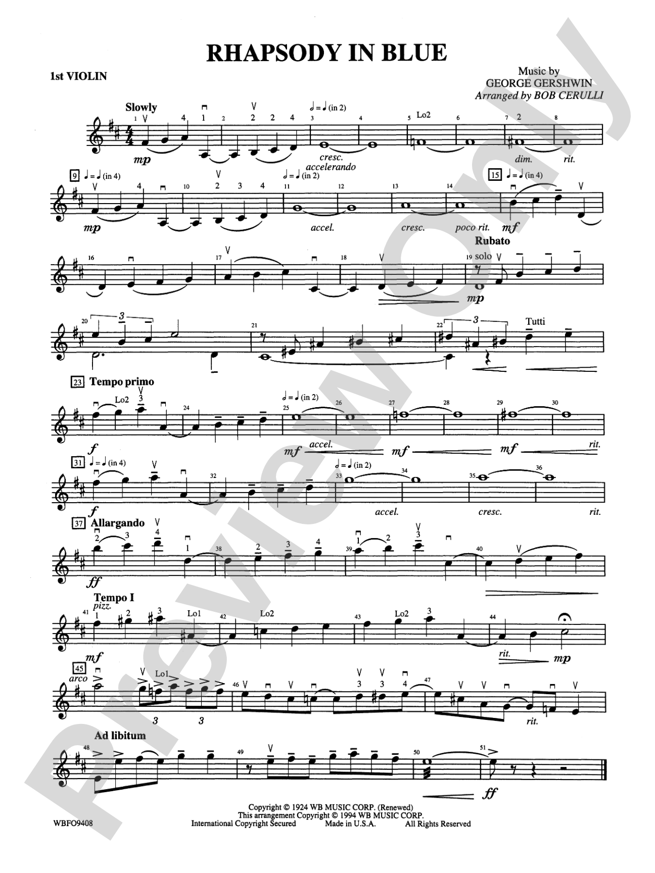 Rhapsody in Blue: 1st Violin