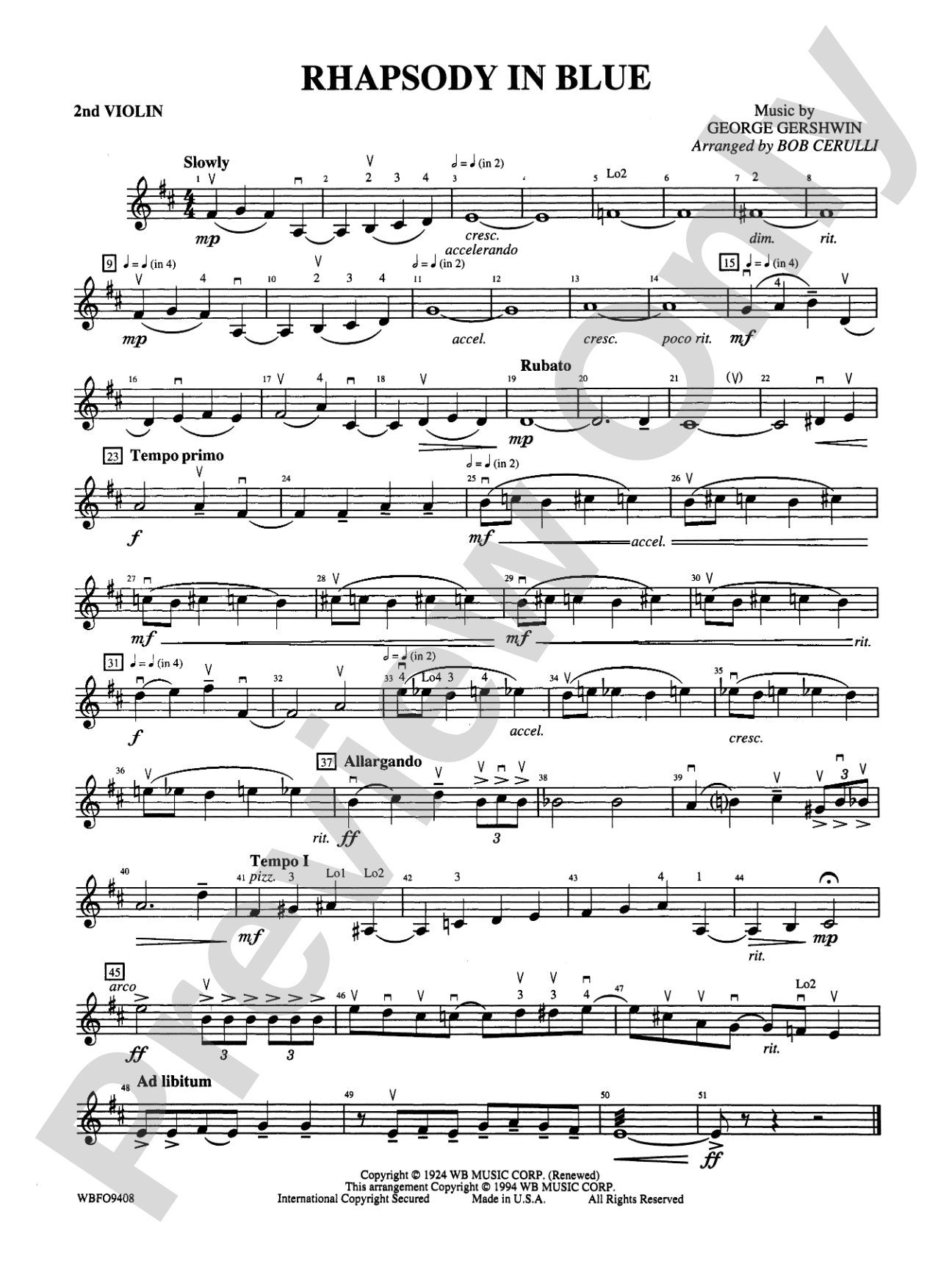 Rhapsody in Blue: 2nd Violin