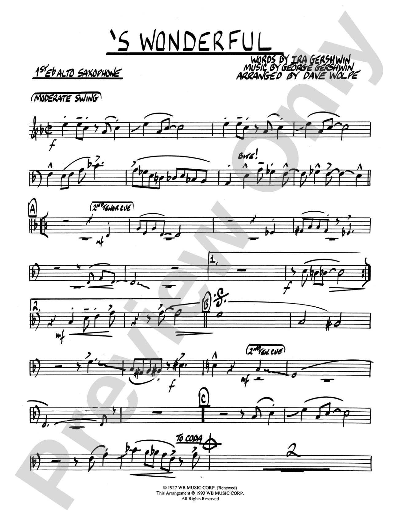 'S Wonderful: E-flat Alto Saxophone