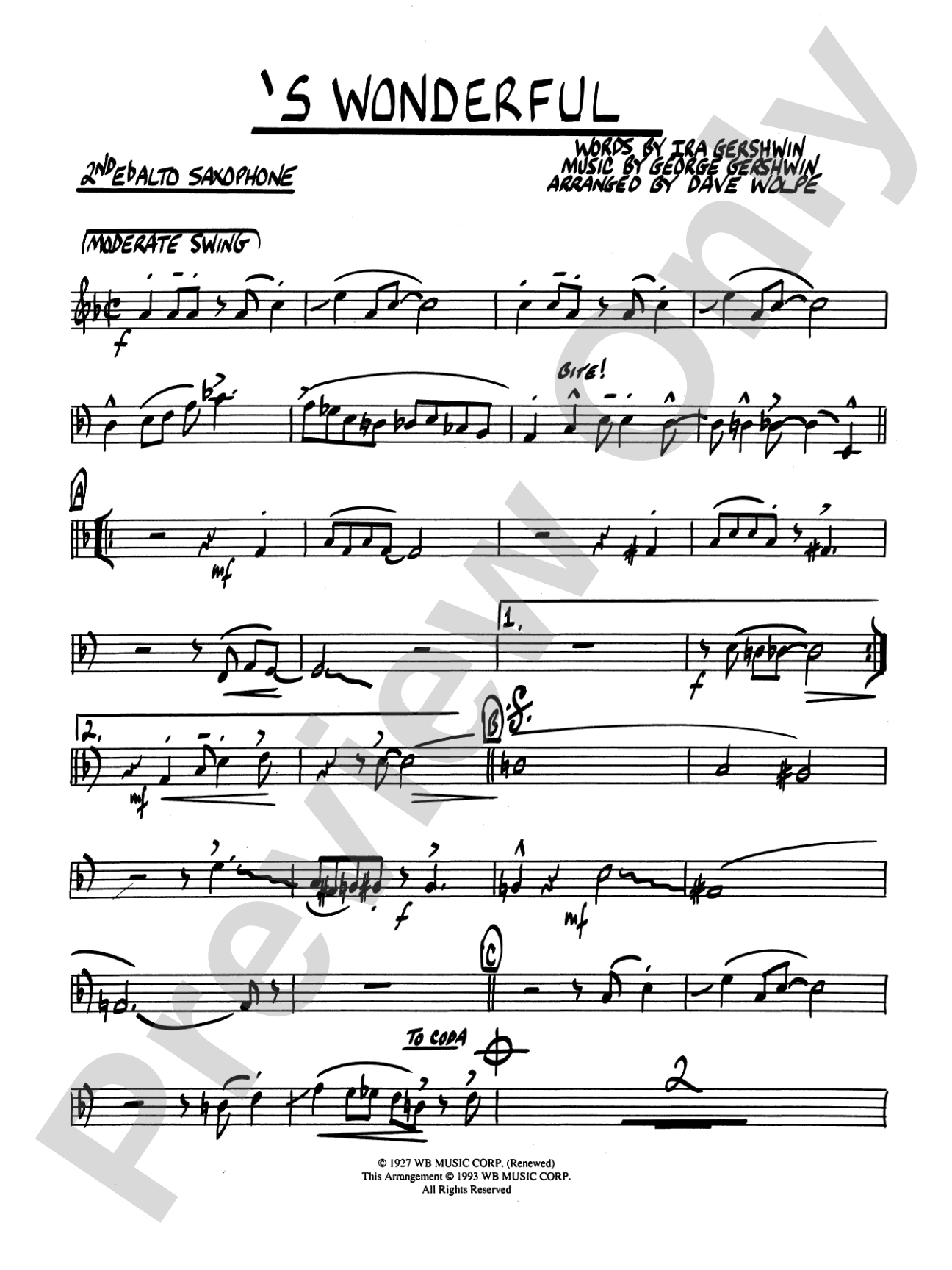 'S Wonderful: 2nd E-flat Alto Saxophone