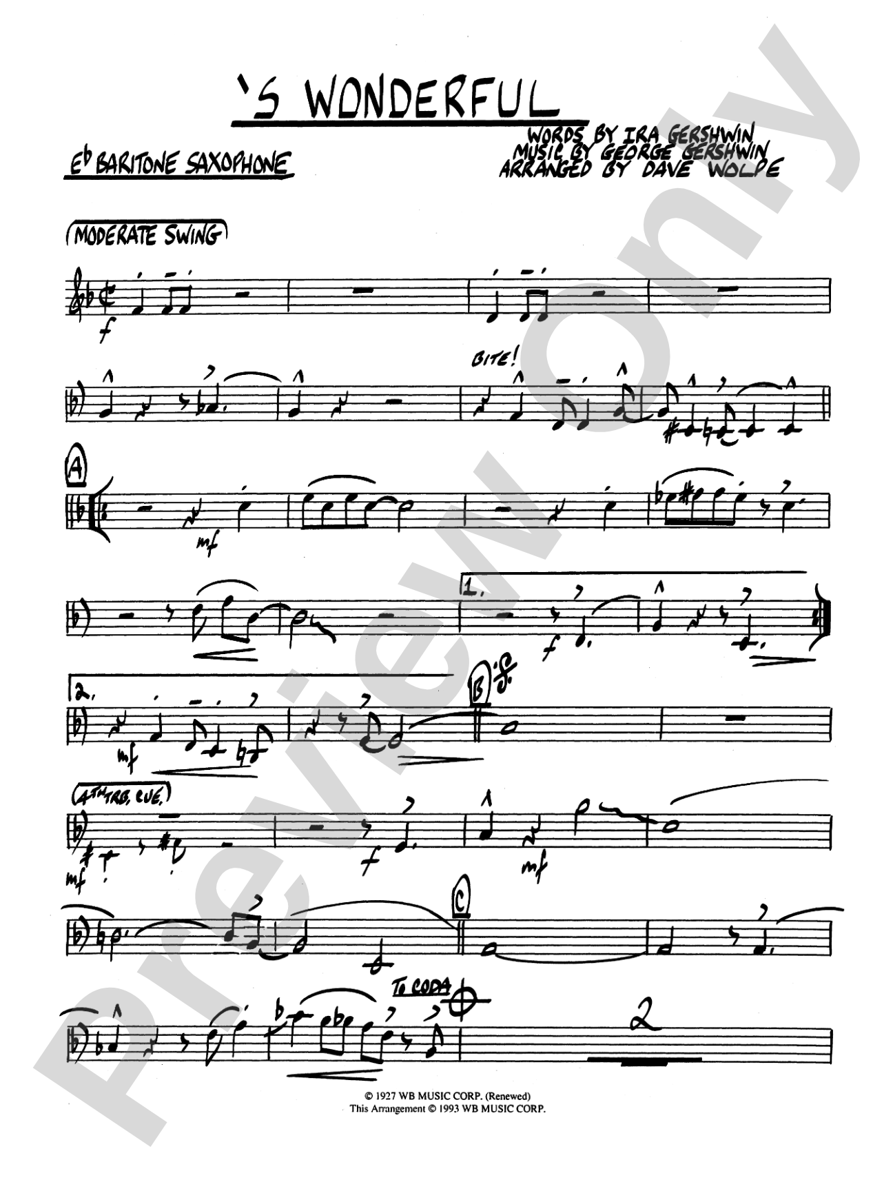 'S Wonderful: E-flat Baritone Saxophone