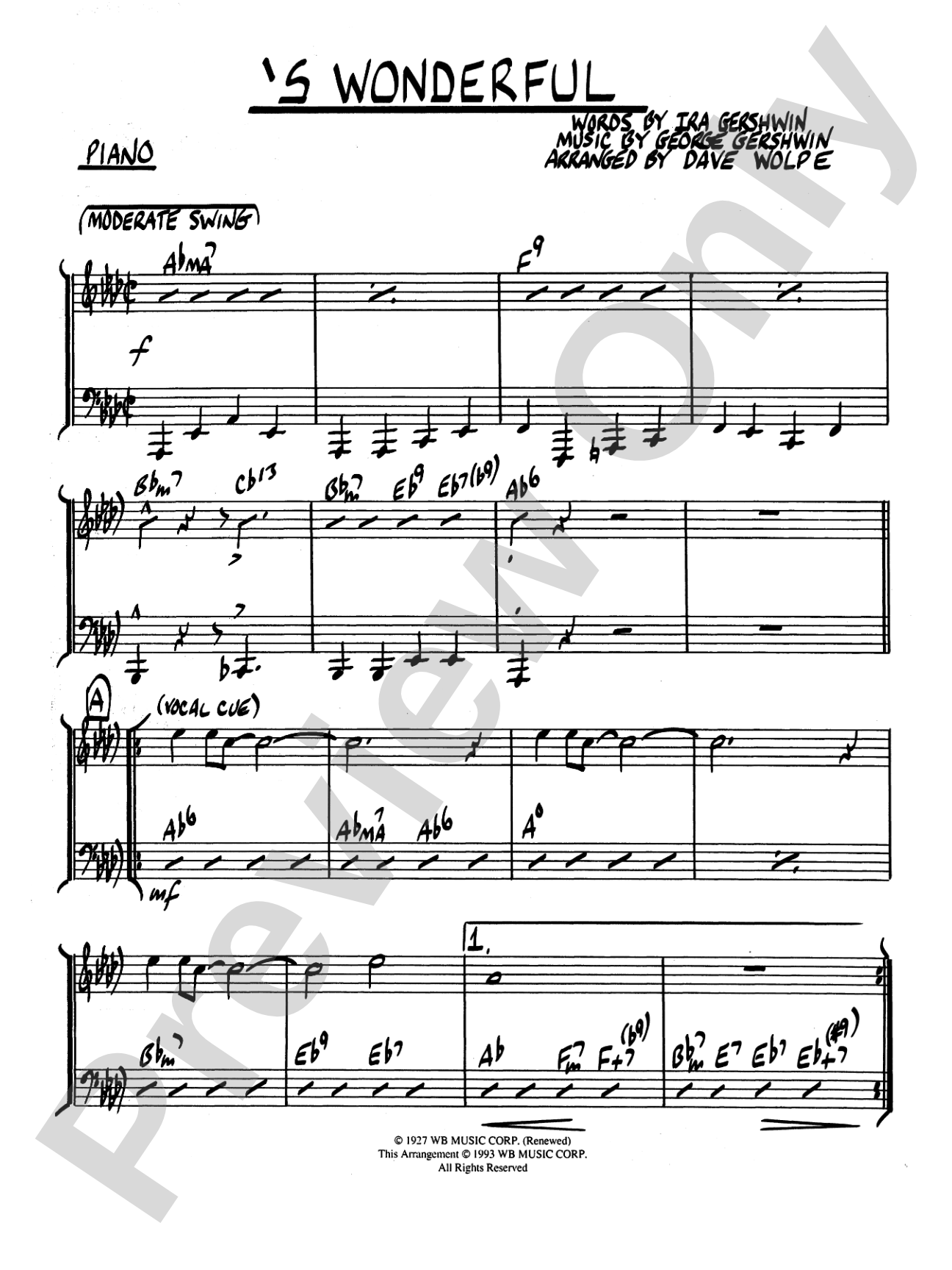 'S Wonderful: Piano Accompaniment