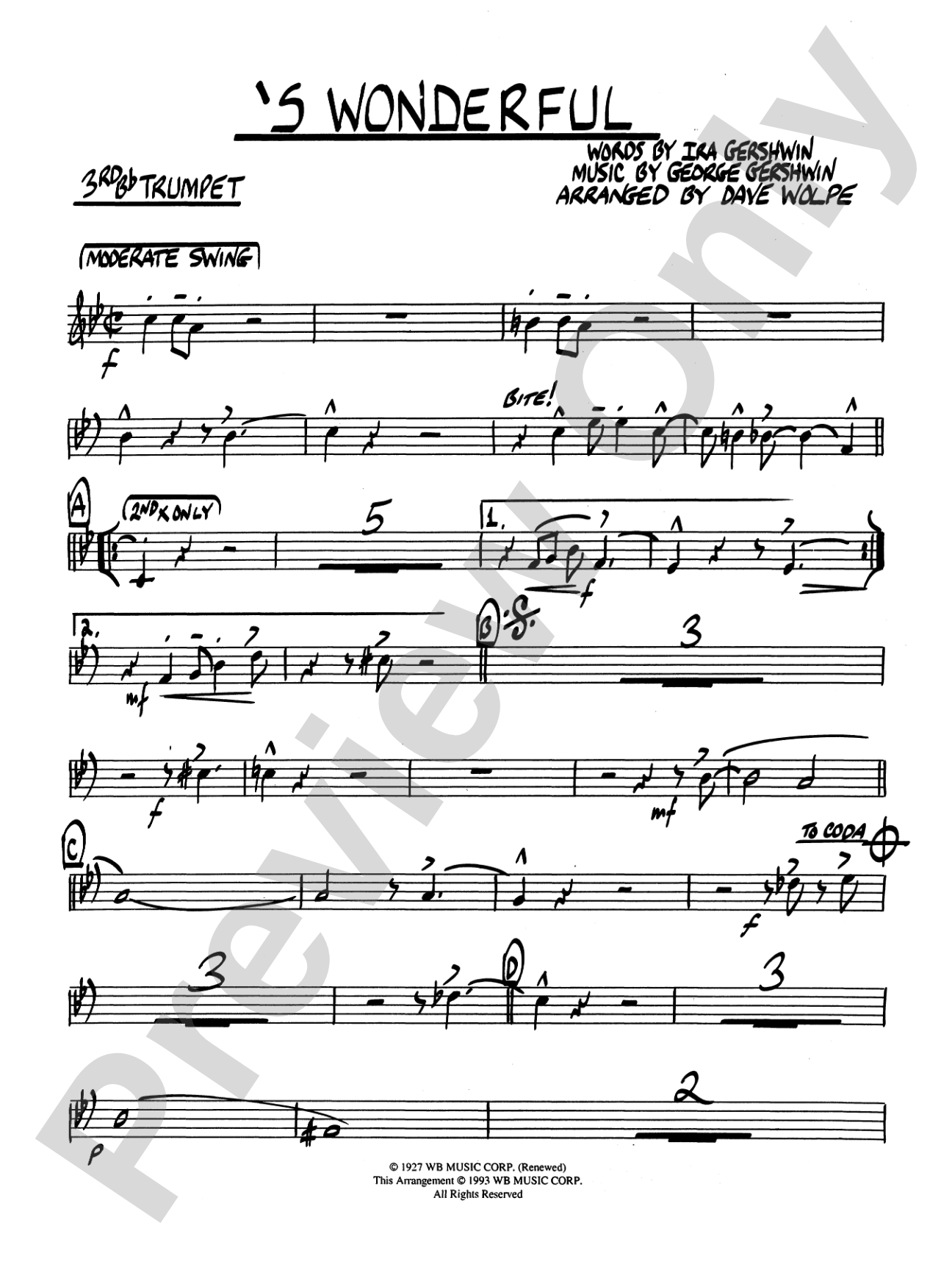 'S Wonderful: 3rd B-flat Trumpet