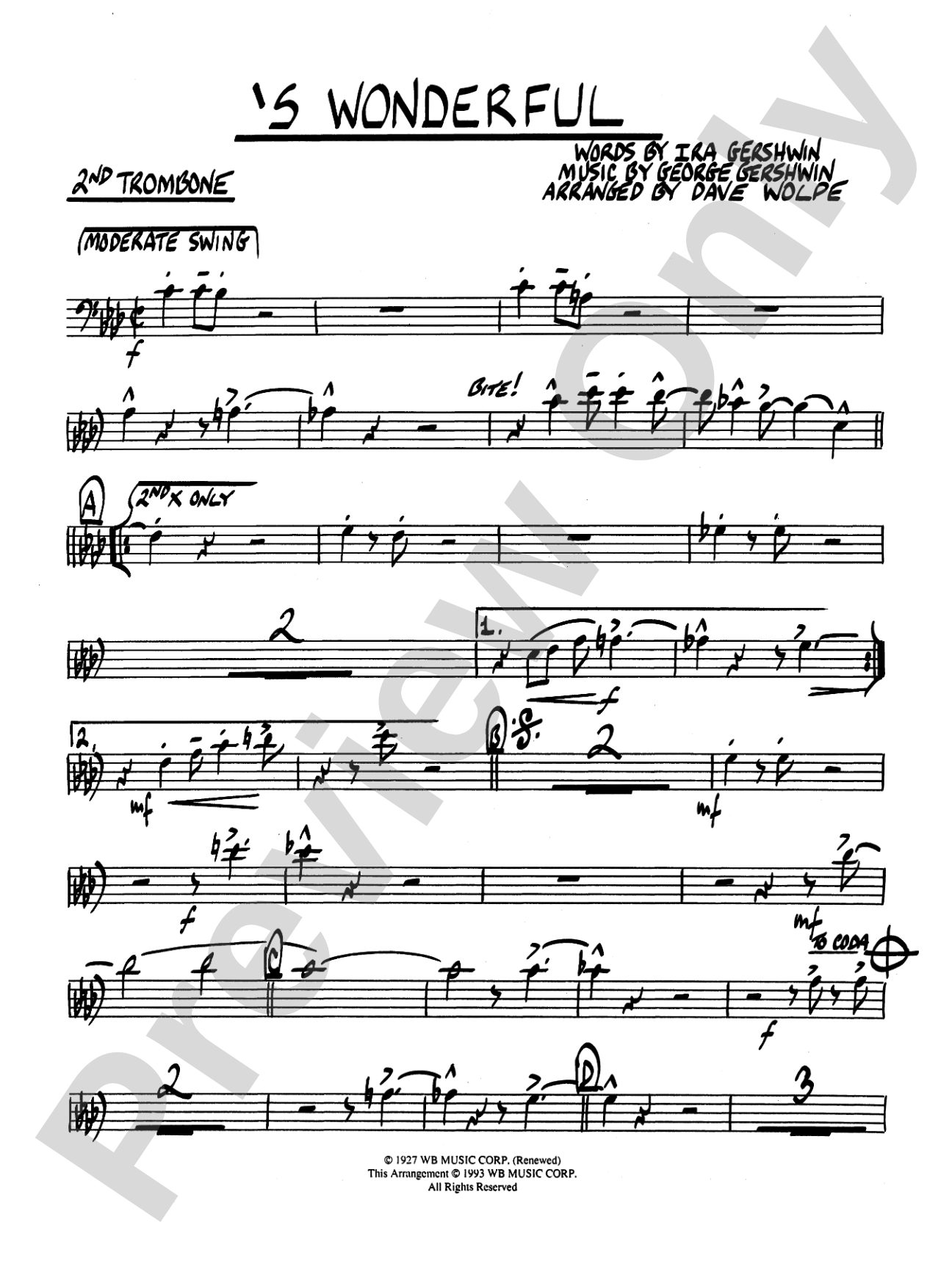 'S Wonderful: 2nd Trombone