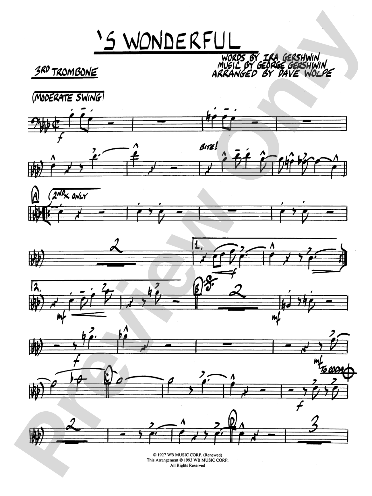 'S Wonderful: 3rd Trombone