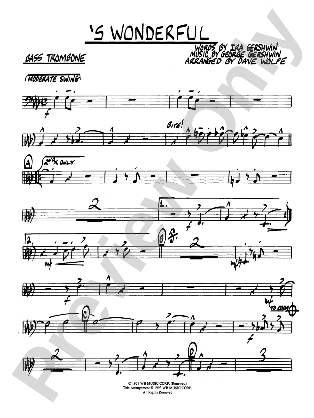 'S Wonderful: 4th Trombone