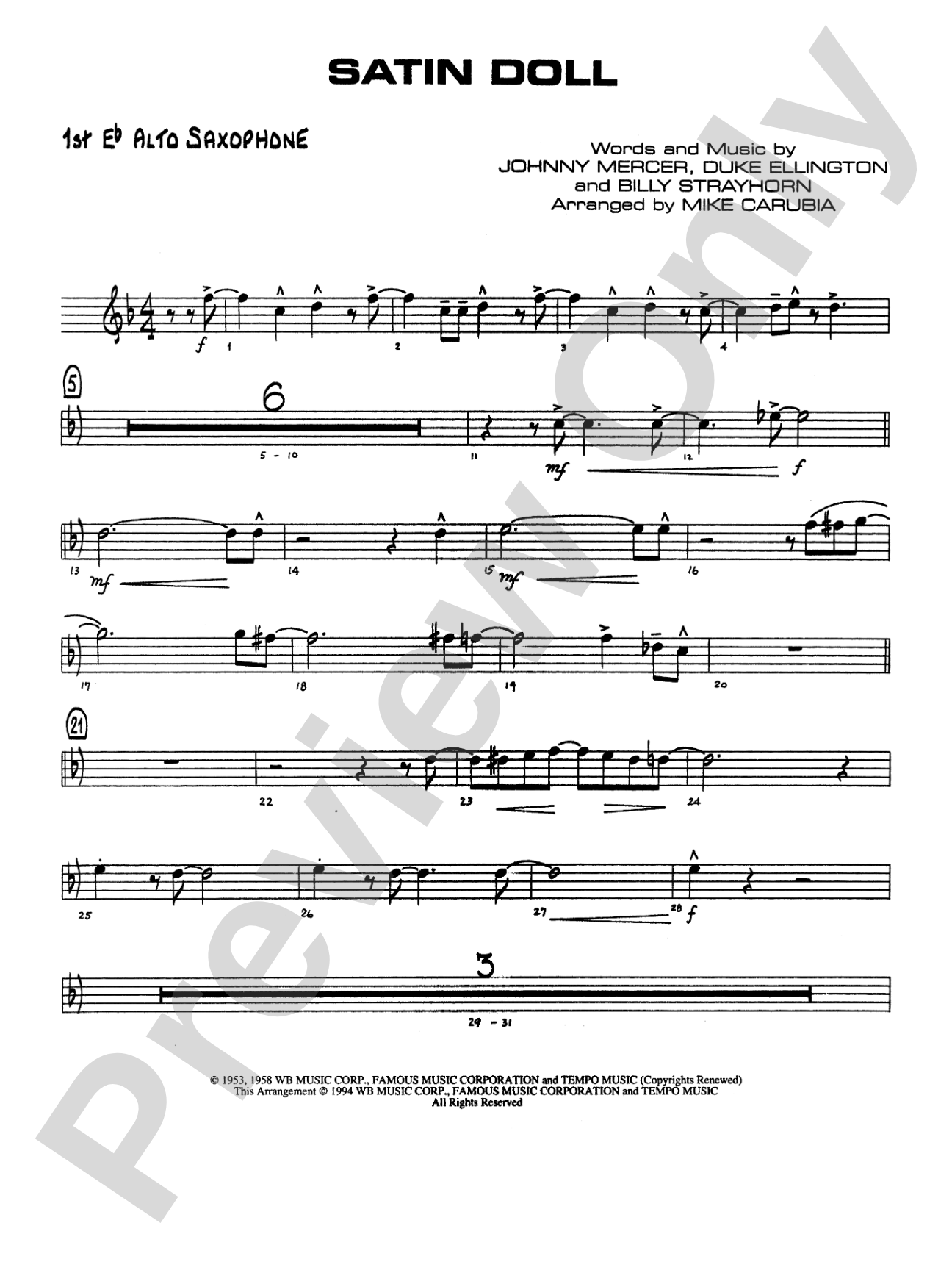 Satin Doll: E-flat Alto Saxophone