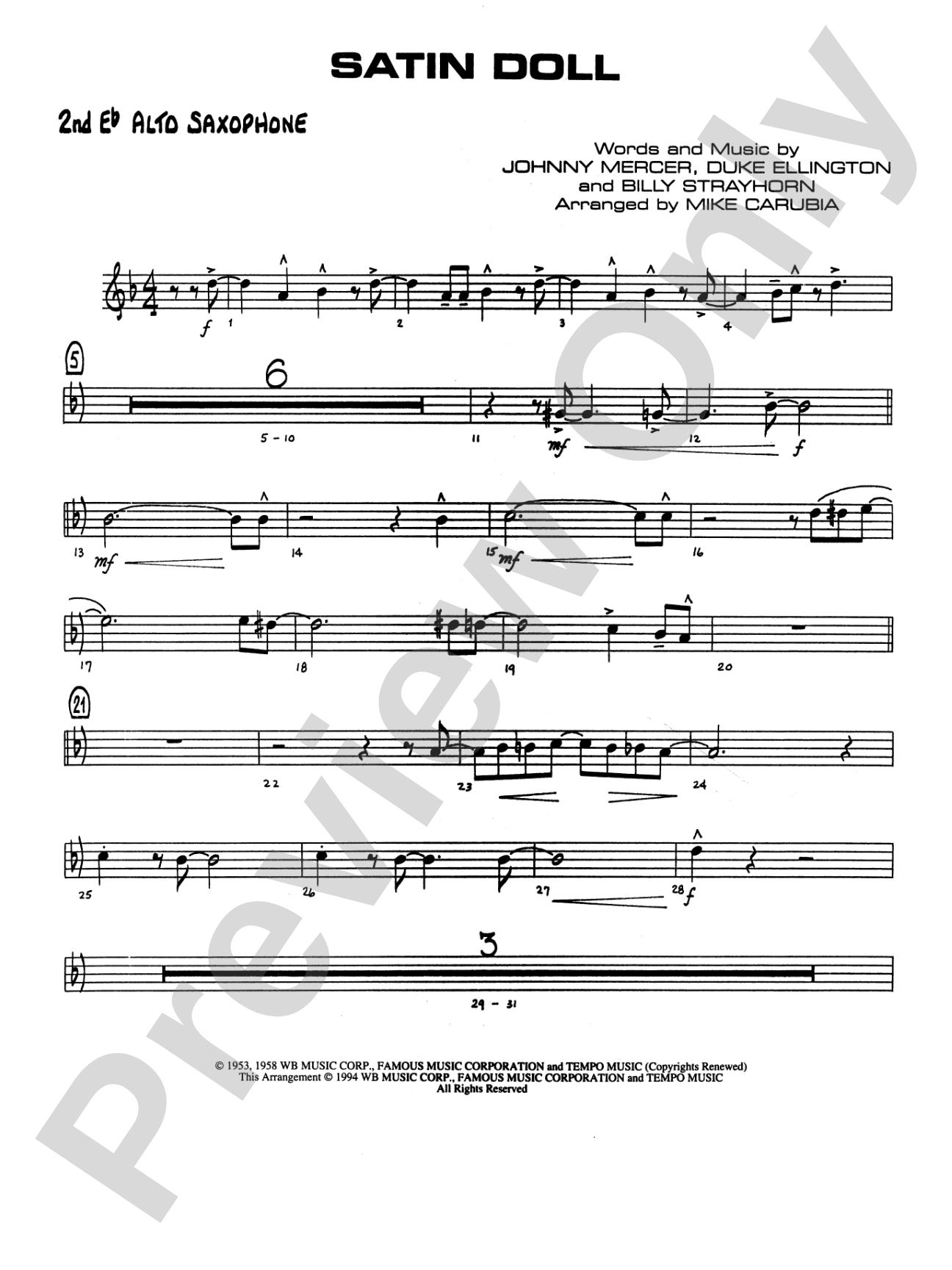 Satin Doll: 2nd E-flat Alto Saxophone