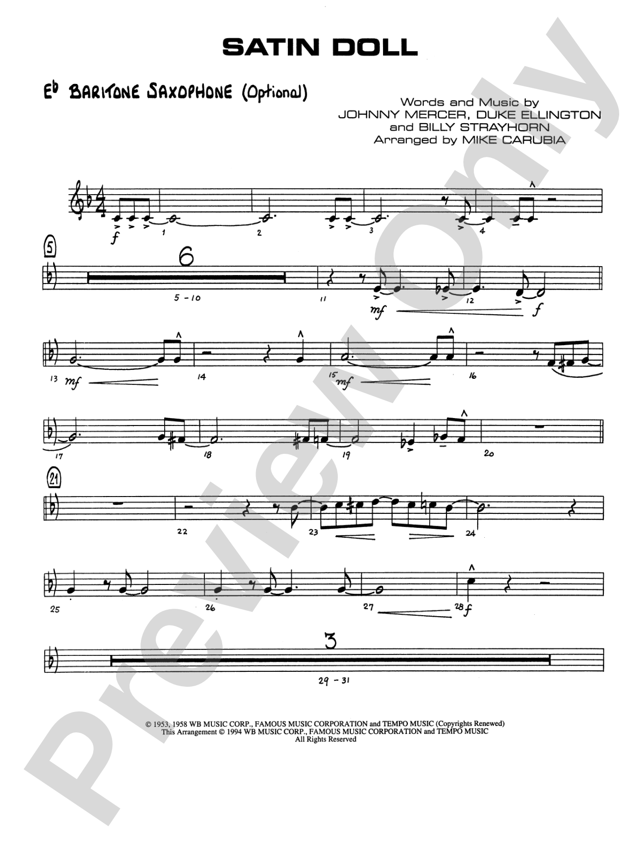 Satin Doll: E-flat Baritone Saxophone