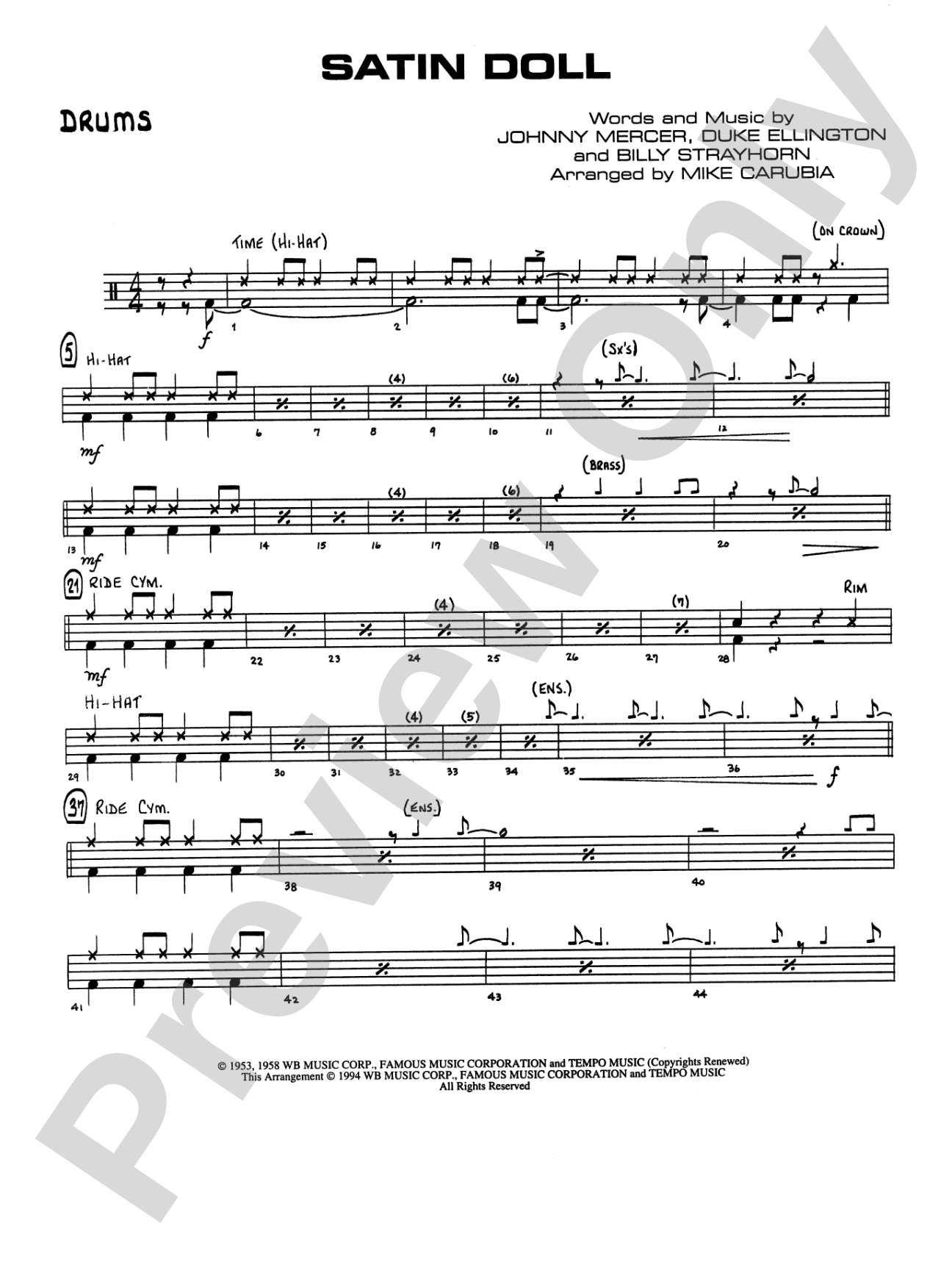 Satin Doll: Drums