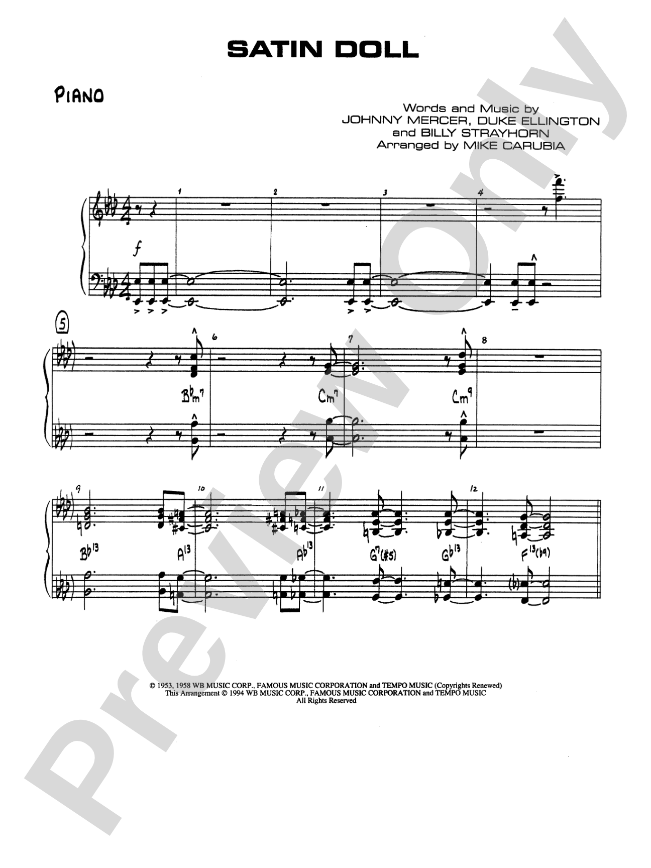 Satin Doll: Piano Accompaniment