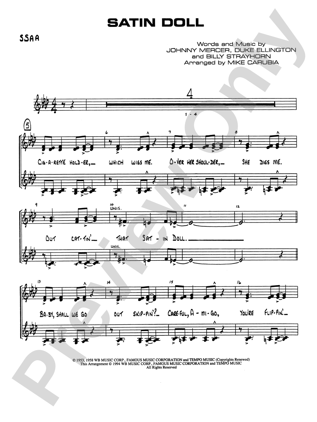 Satin Doll: SSAA Vocals