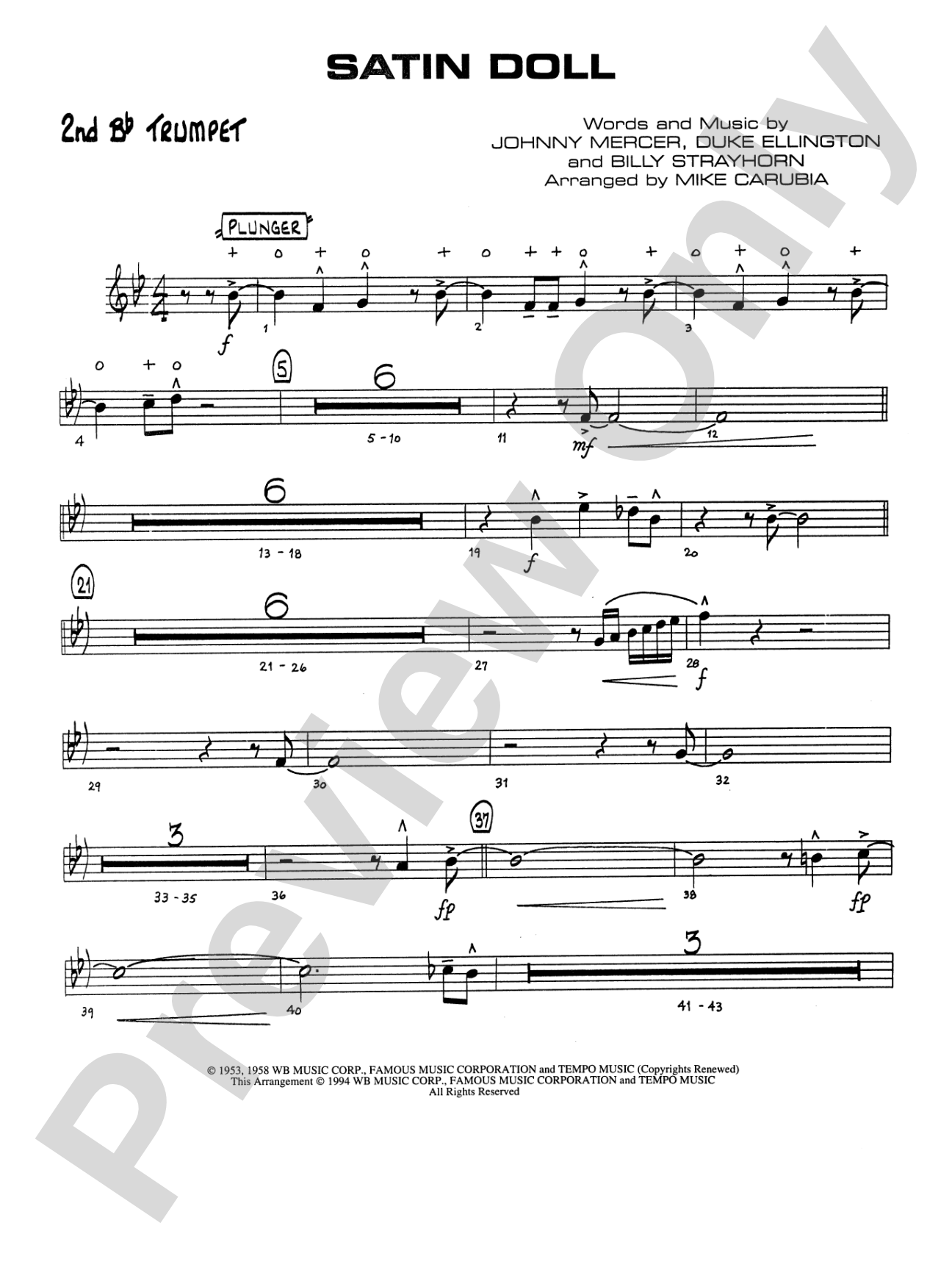 Satin Doll: 2nd B-flat Trumpet