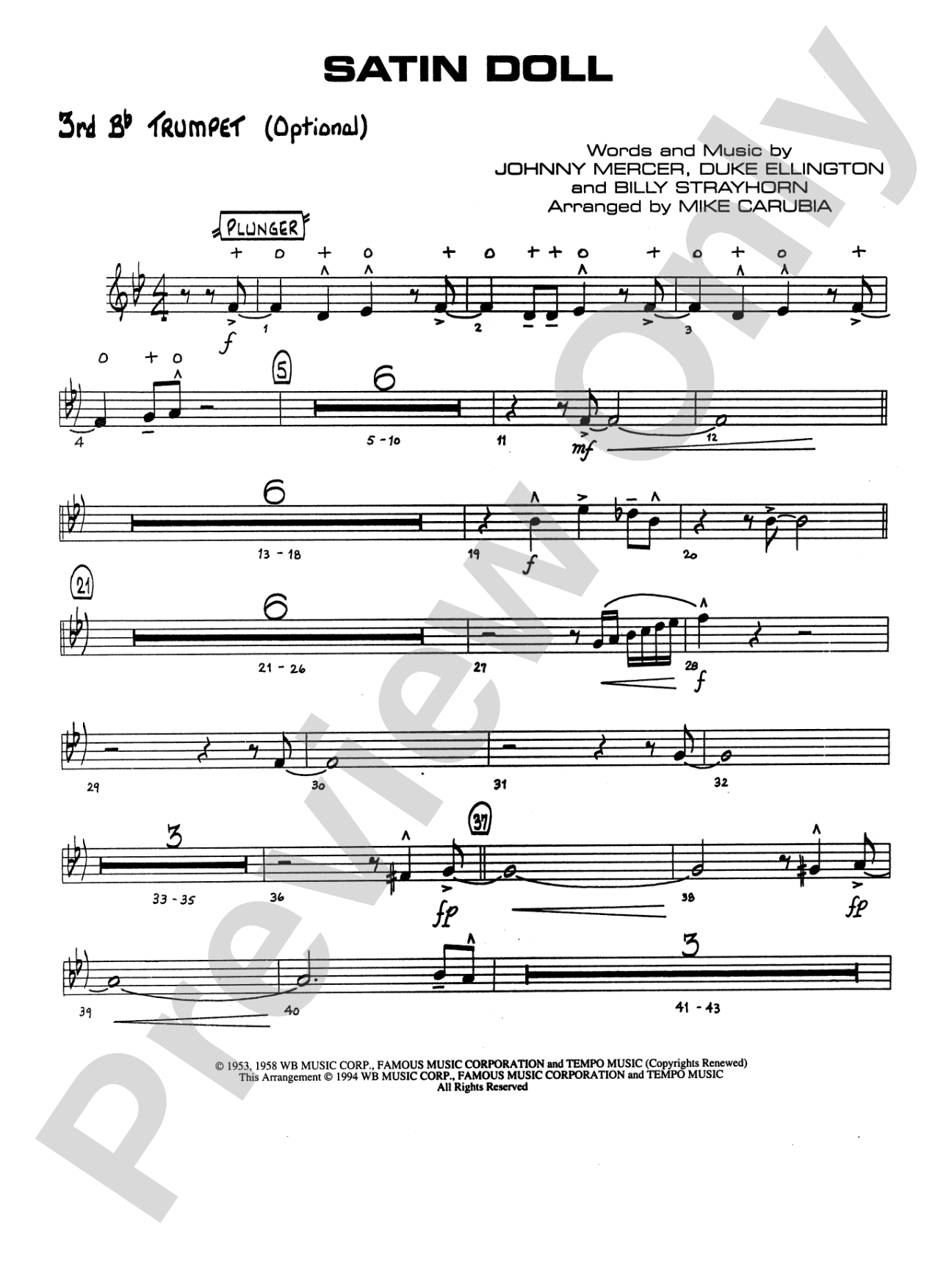 Satin Doll: 3rd B-flat Trumpet