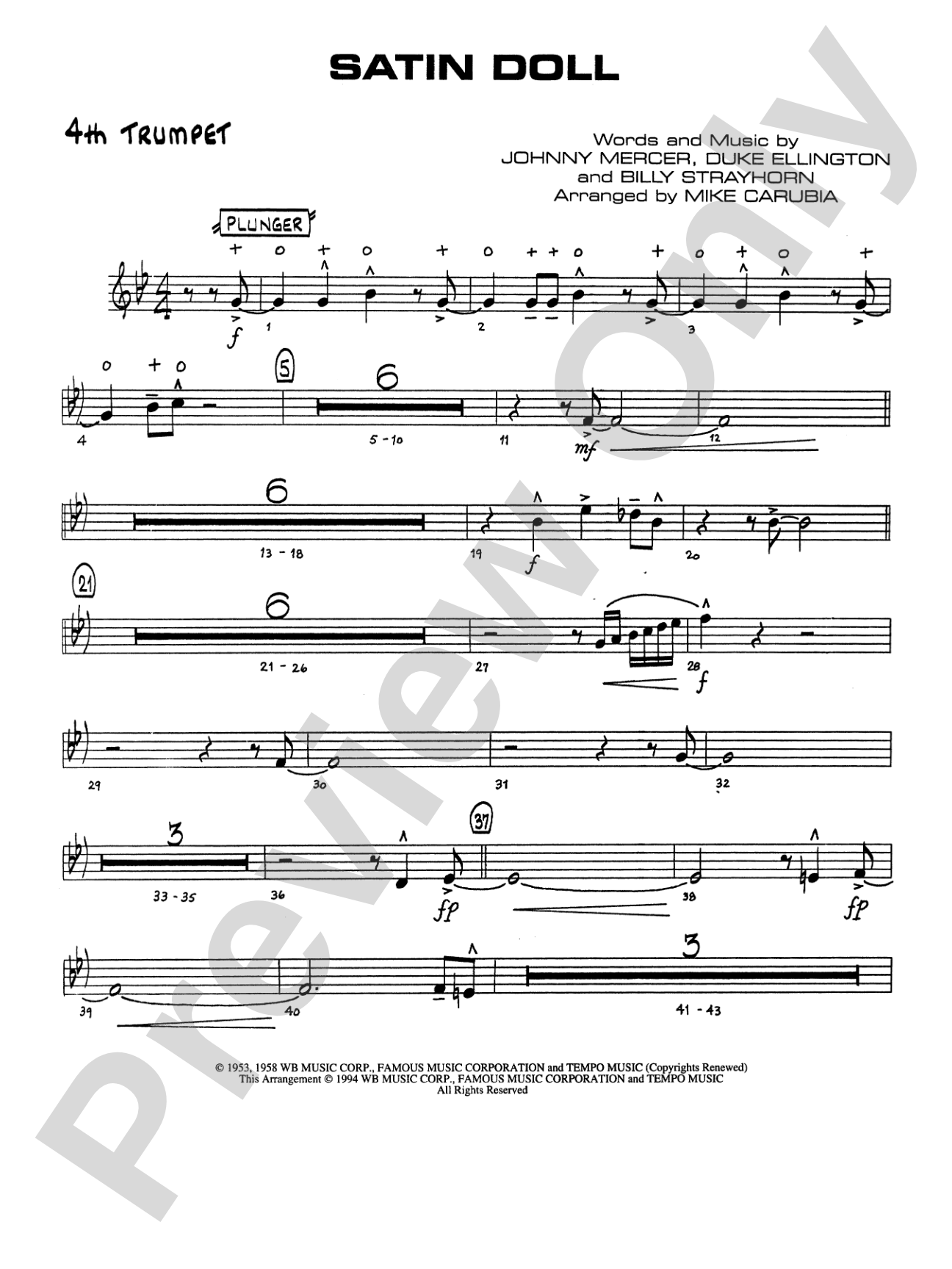 Satin Doll: 4th B-flat Trumpet
