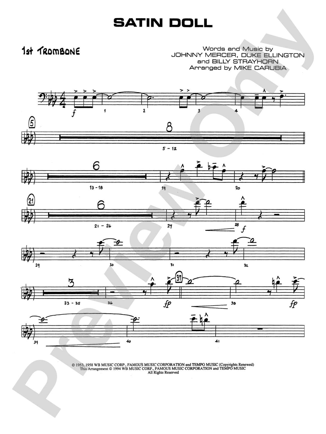 Satin Doll: 1st Trombone