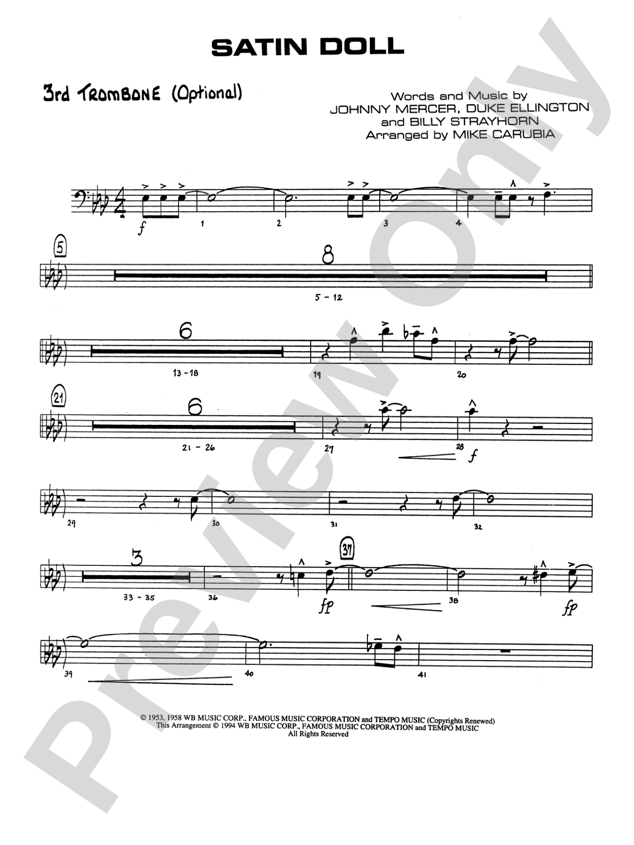 Satin Doll: 3rd Trombone