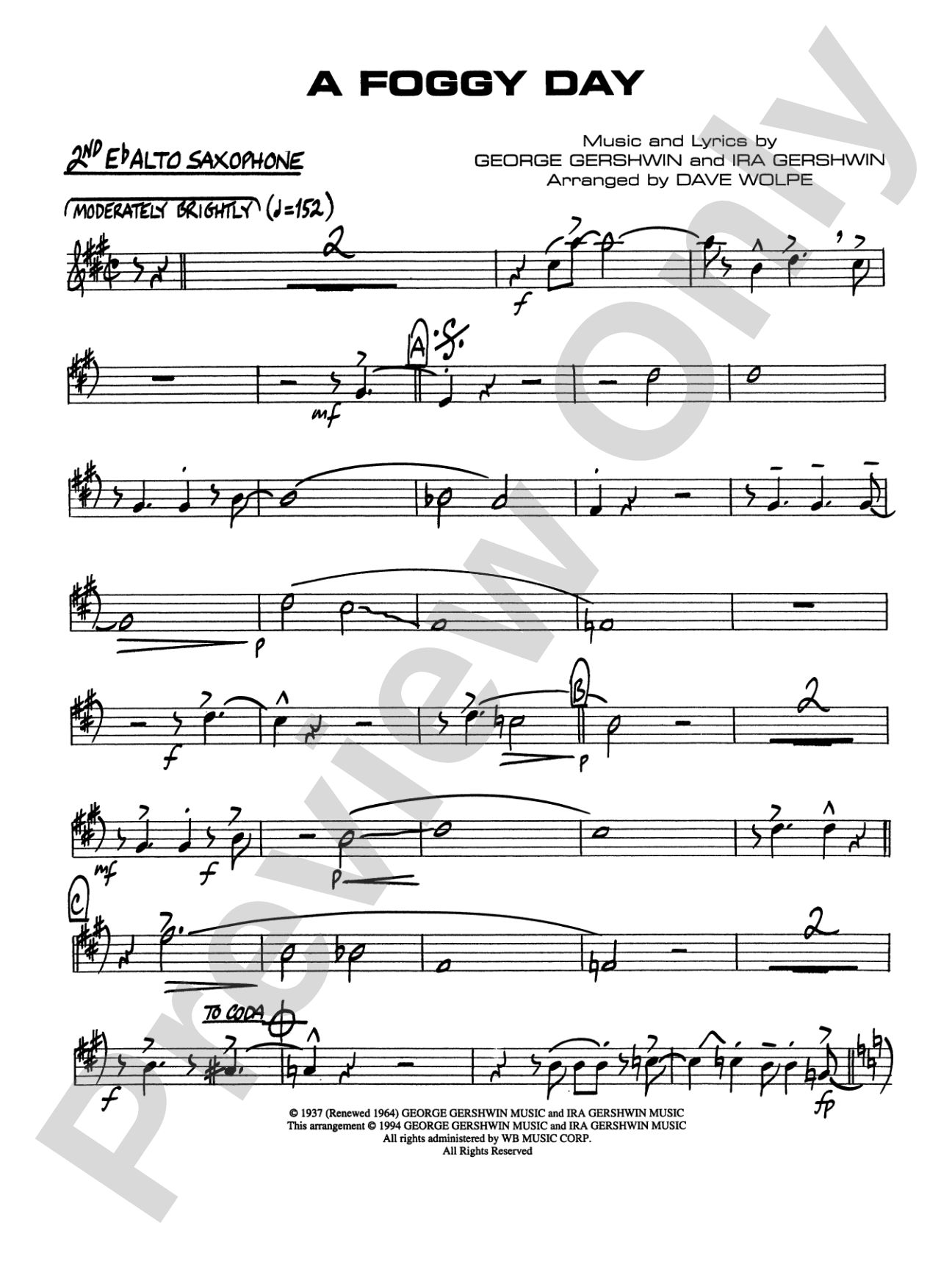 A Foggy Day: 2nd E-flat Alto Saxophone