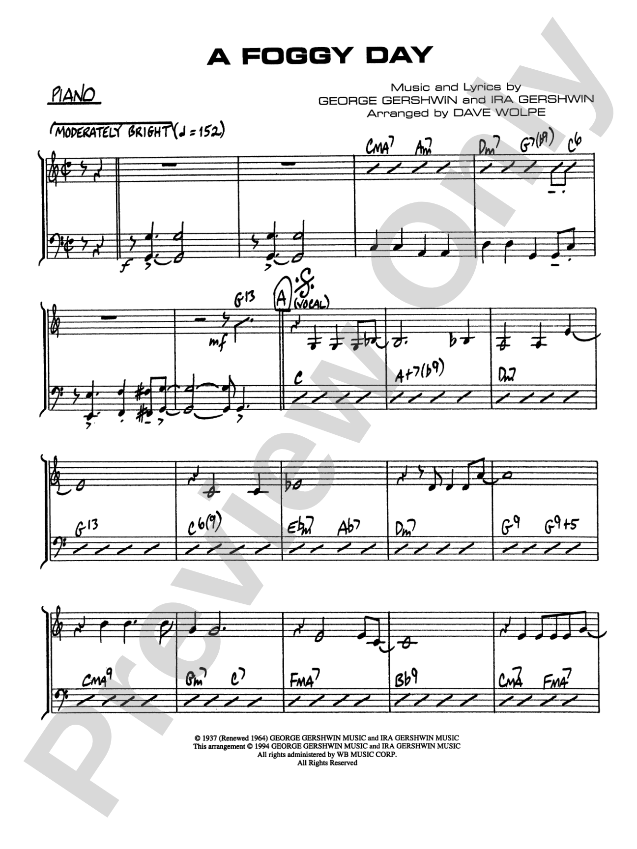 A Foggy Day: Piano Accompaniment