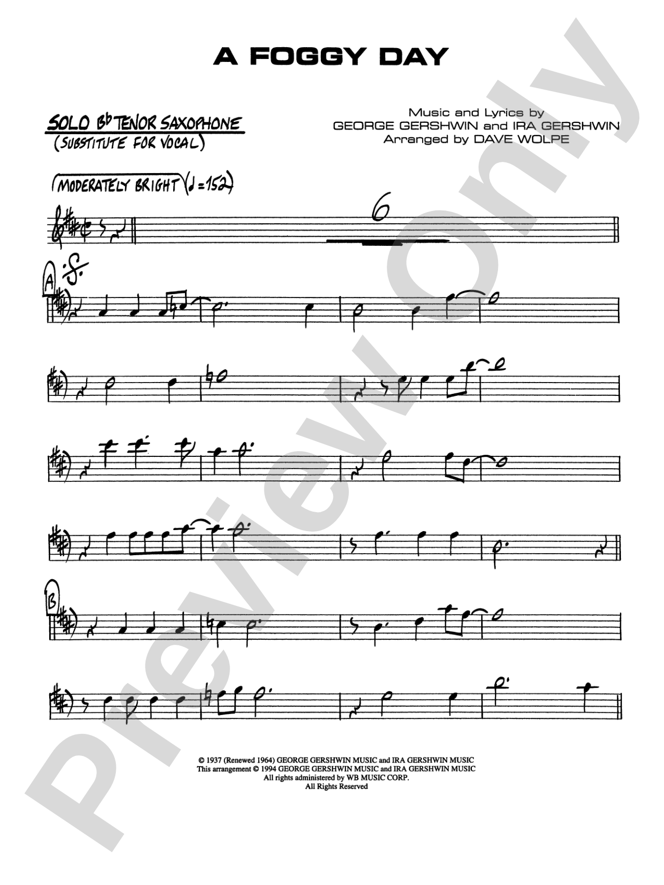 A Foggy Day: Solo Tenor Saxophone