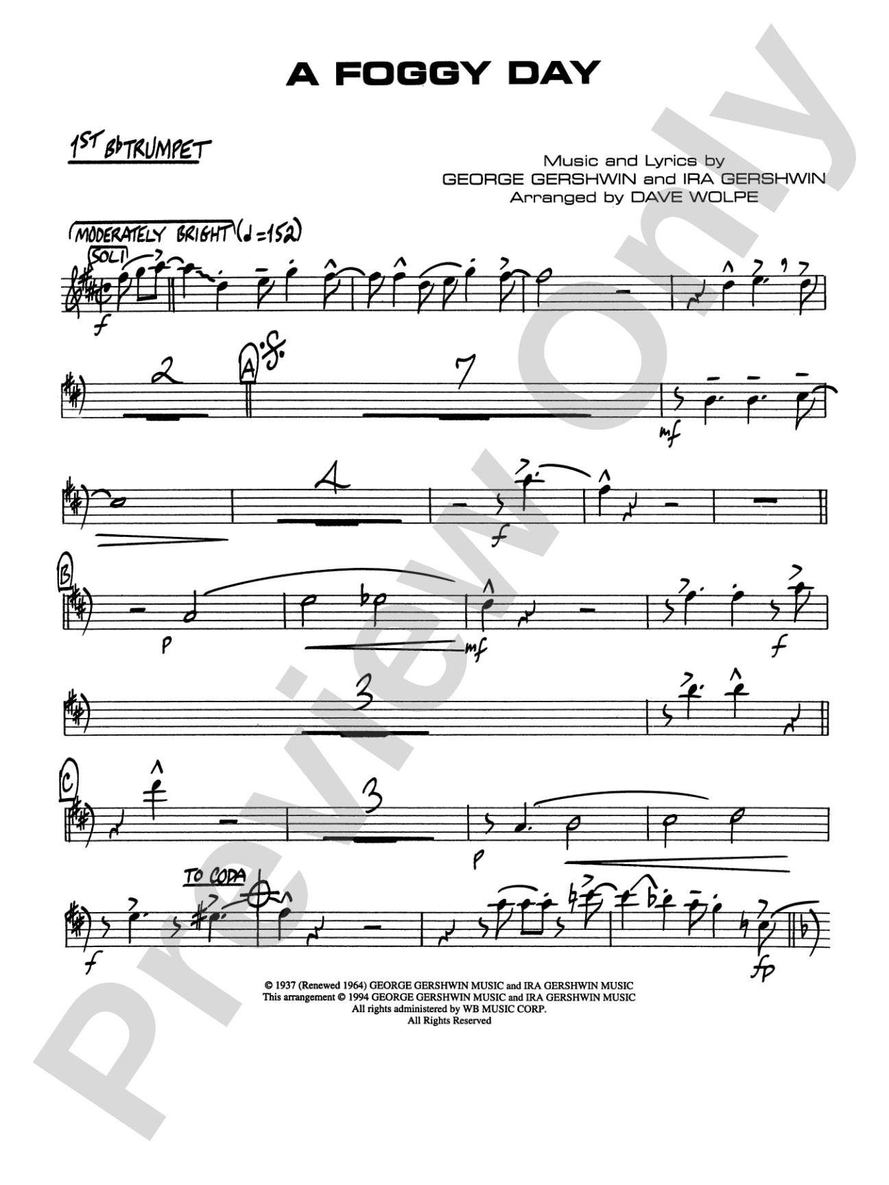 A Foggy Day: 1st B-flat Trumpet