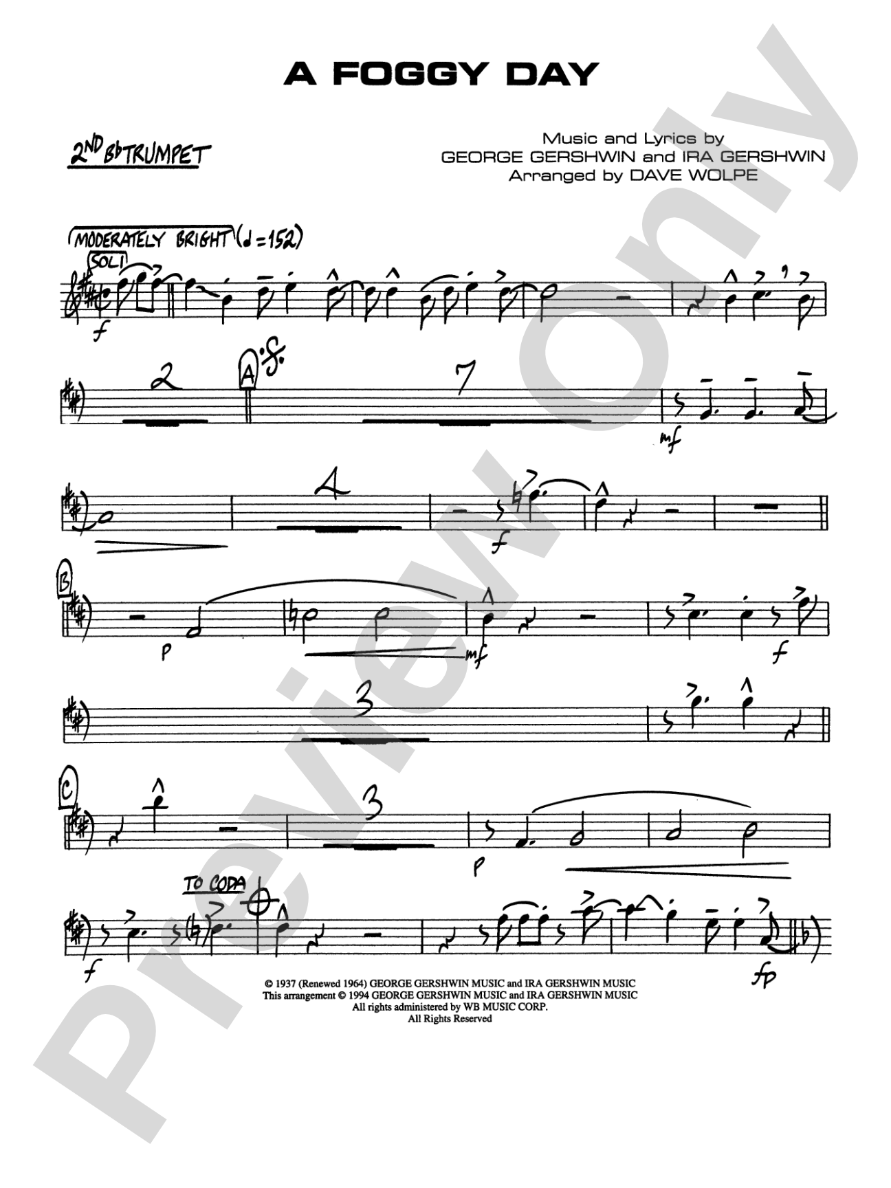 A Foggy Day: 2nd B-flat Trumpet