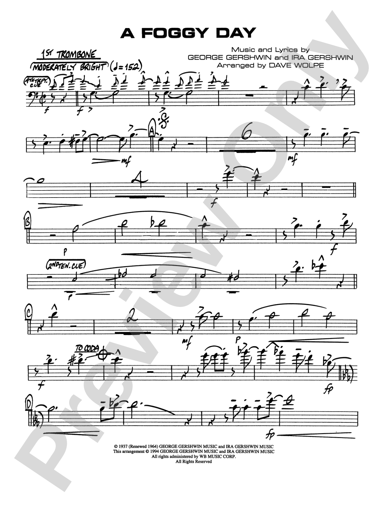 A Foggy Day: 1st Trombone