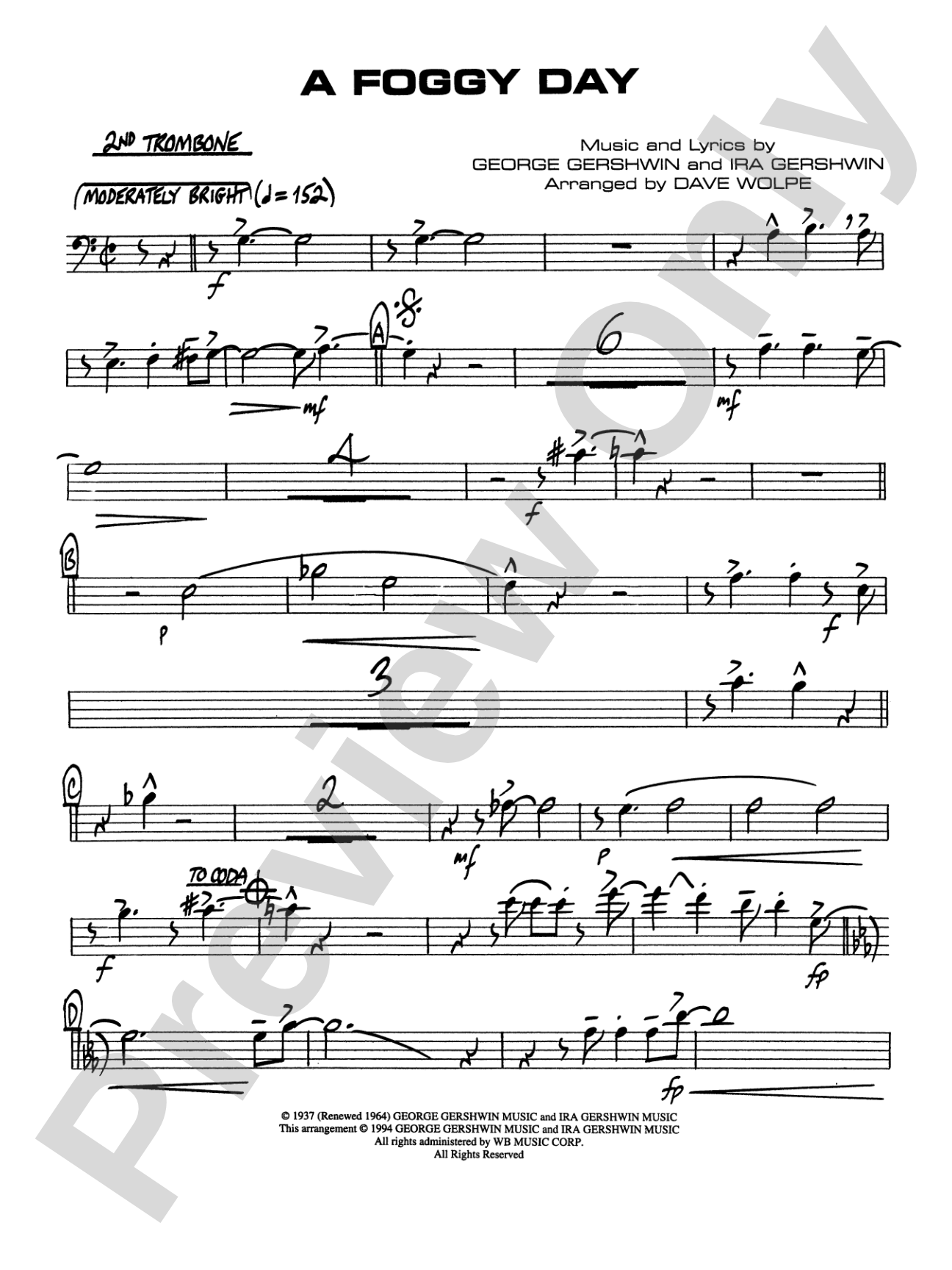 A Foggy Day: 2nd Trombone