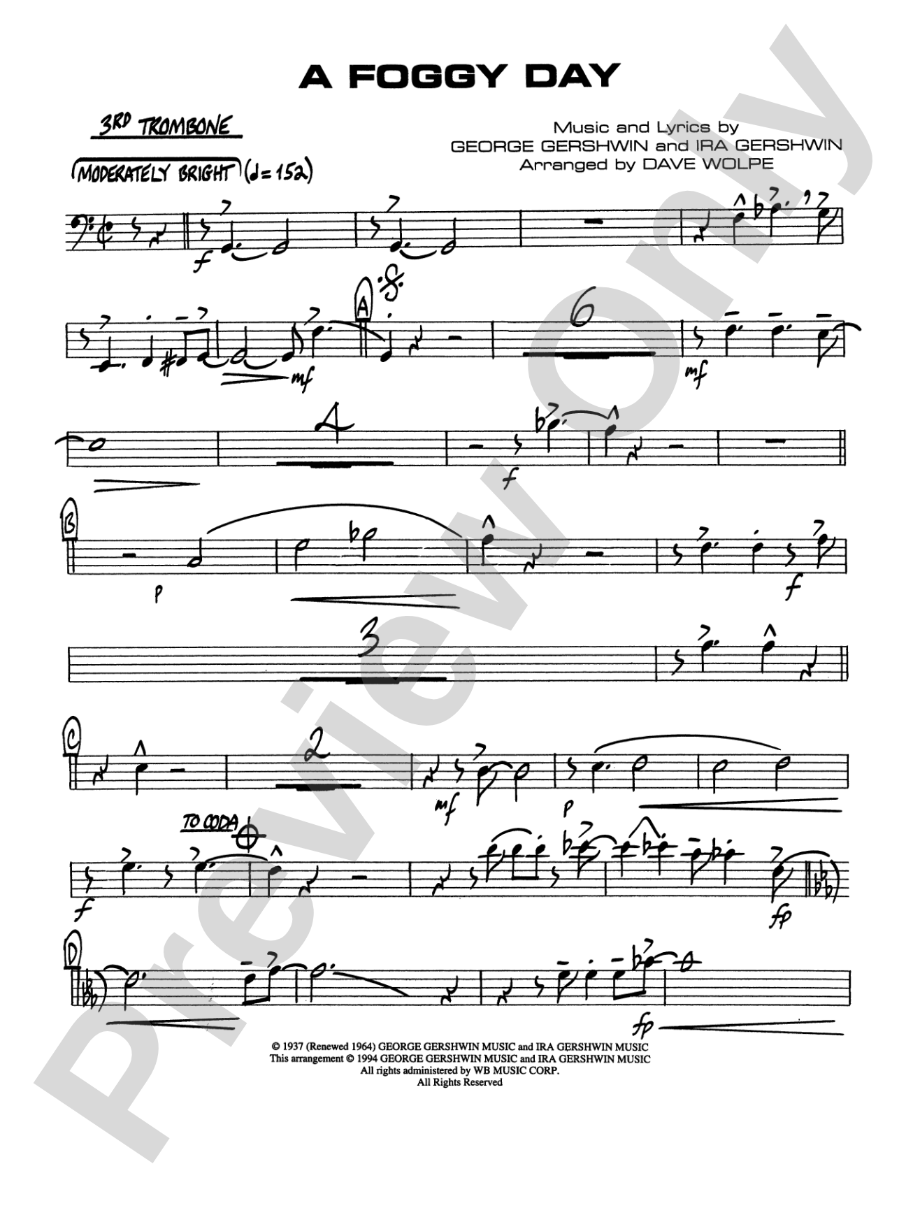 A Foggy Day: 3rd Trombone