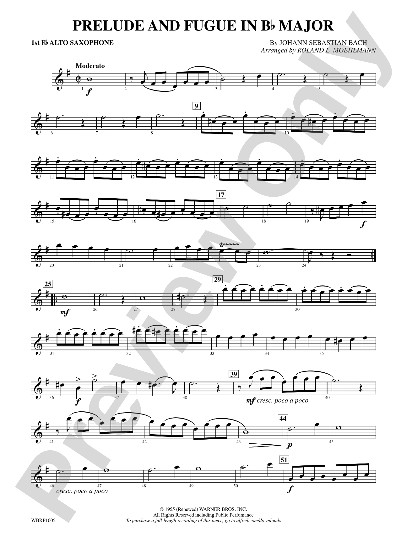 Prelude and Fugue in B-Flat Major: E-flat Alto Saxophone