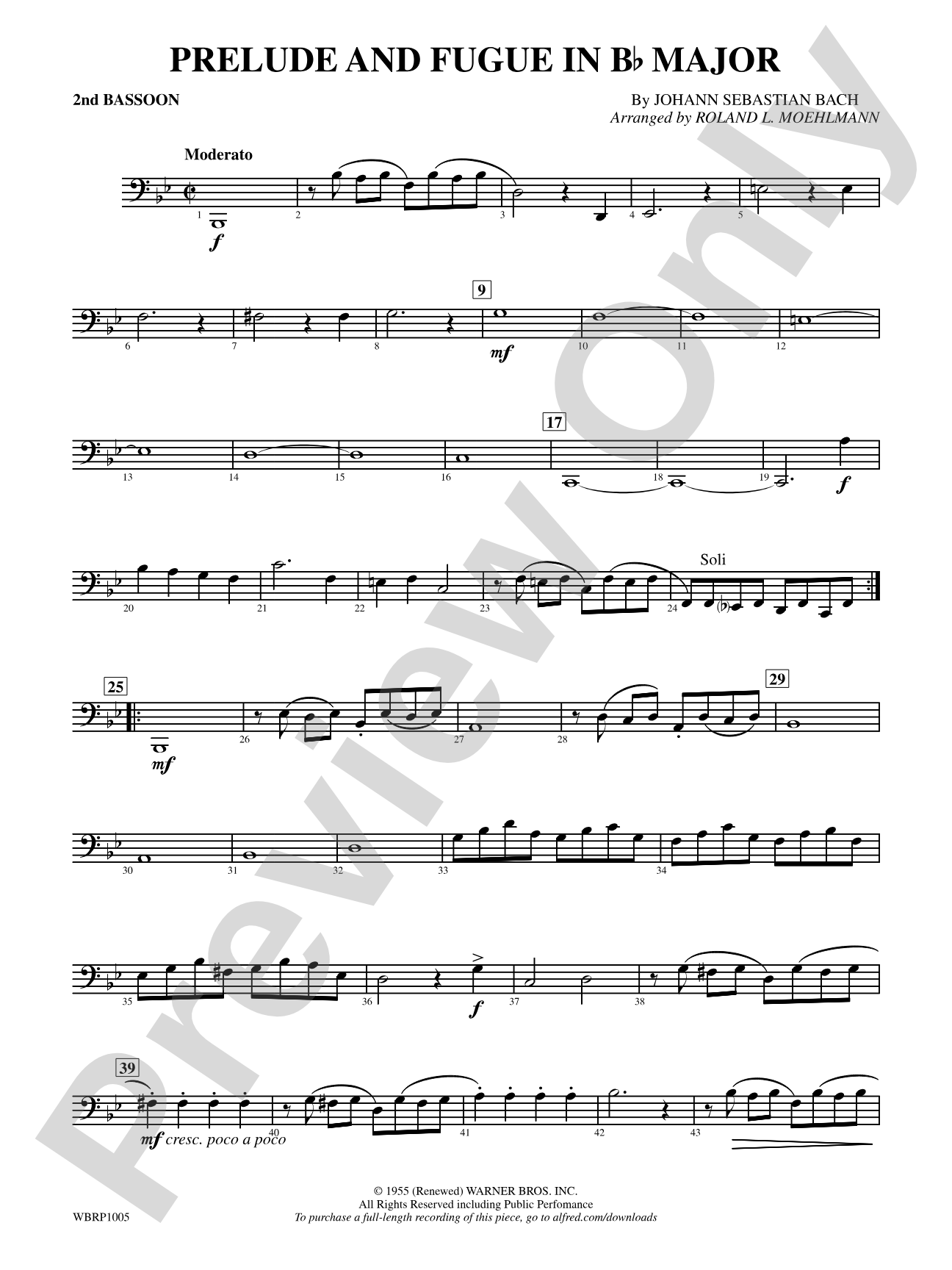 Prelude and Fugue in B-Flat Major: 2nd Bassoon