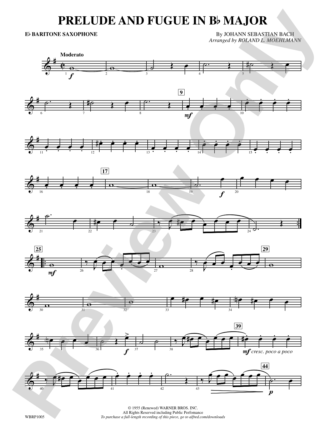 Prelude and Fugue in B-Flat Major: E-flat Baritone Saxophone