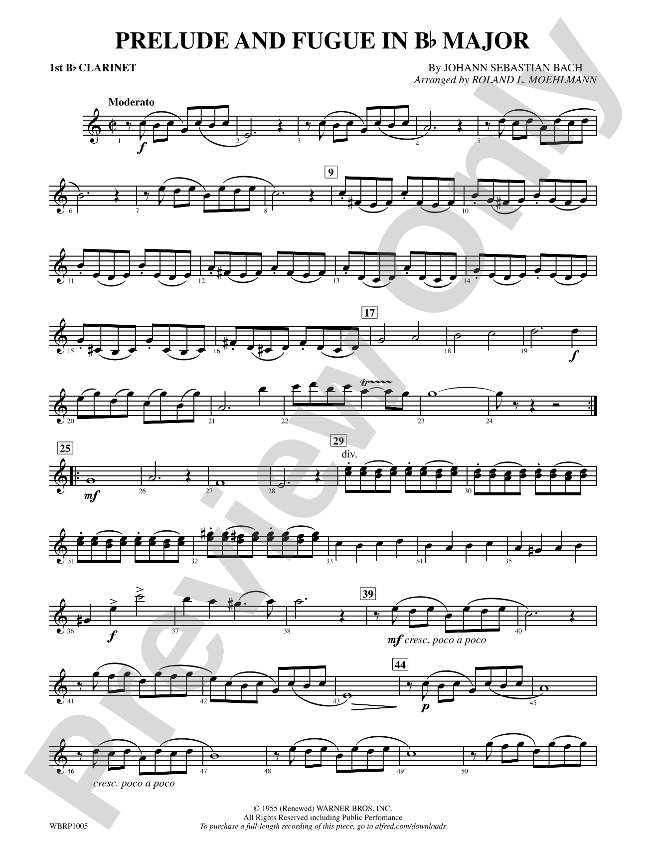 Prelude and Fugue in B-Flat Major: 1st B-flat Clarinet