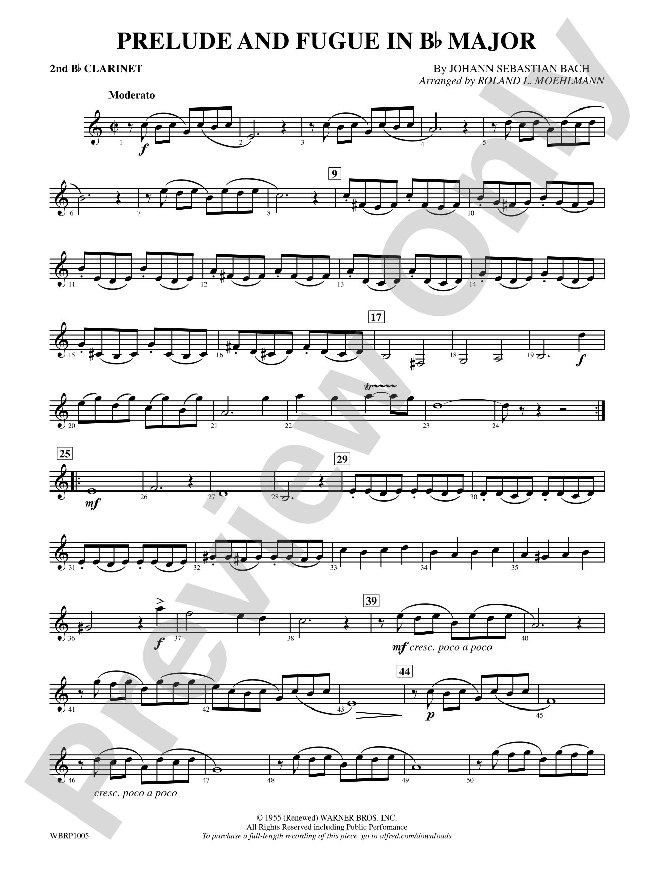 Prelude and Fugue in B-Flat Major: 2nd B-flat Clarinet