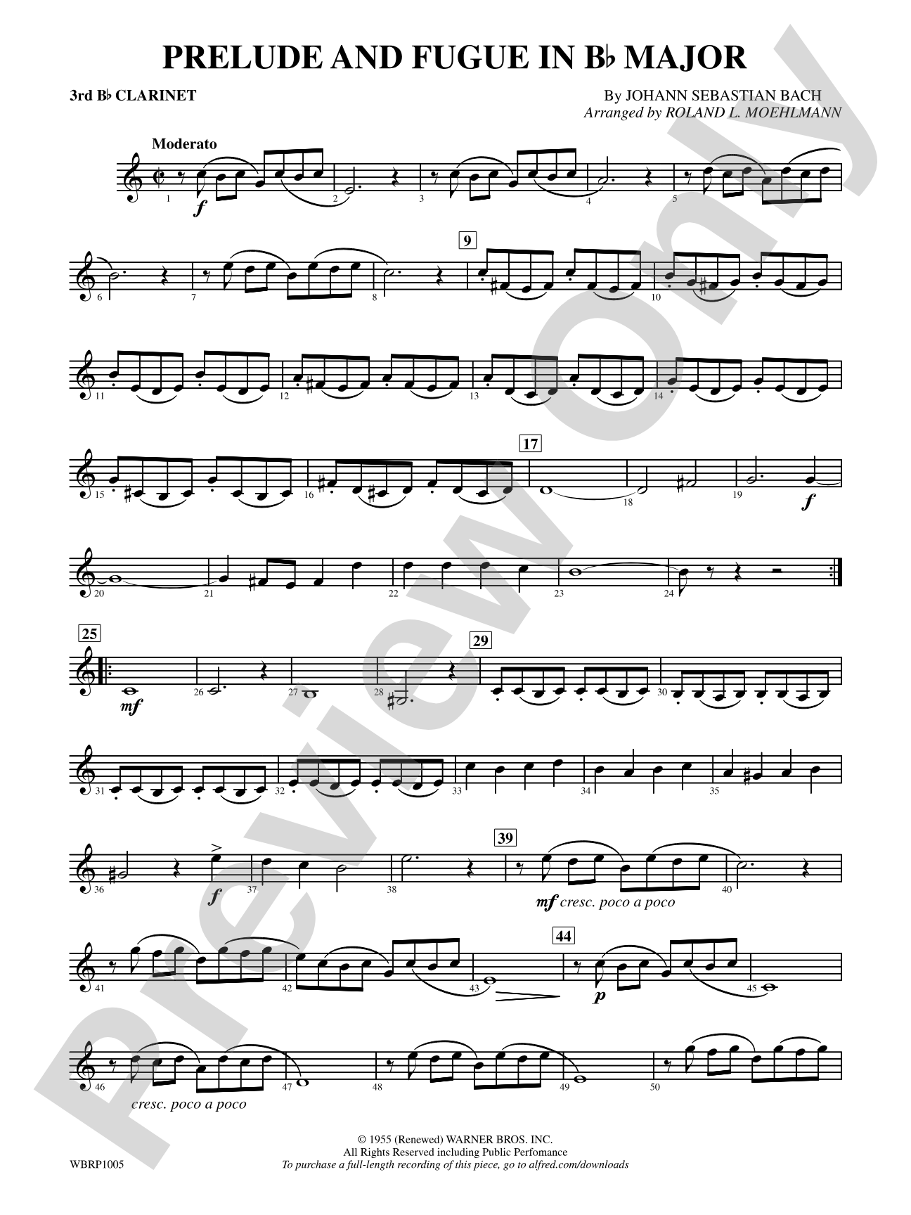 Prelude and Fugue in B-Flat Major: 3rd B-flat Clarinet