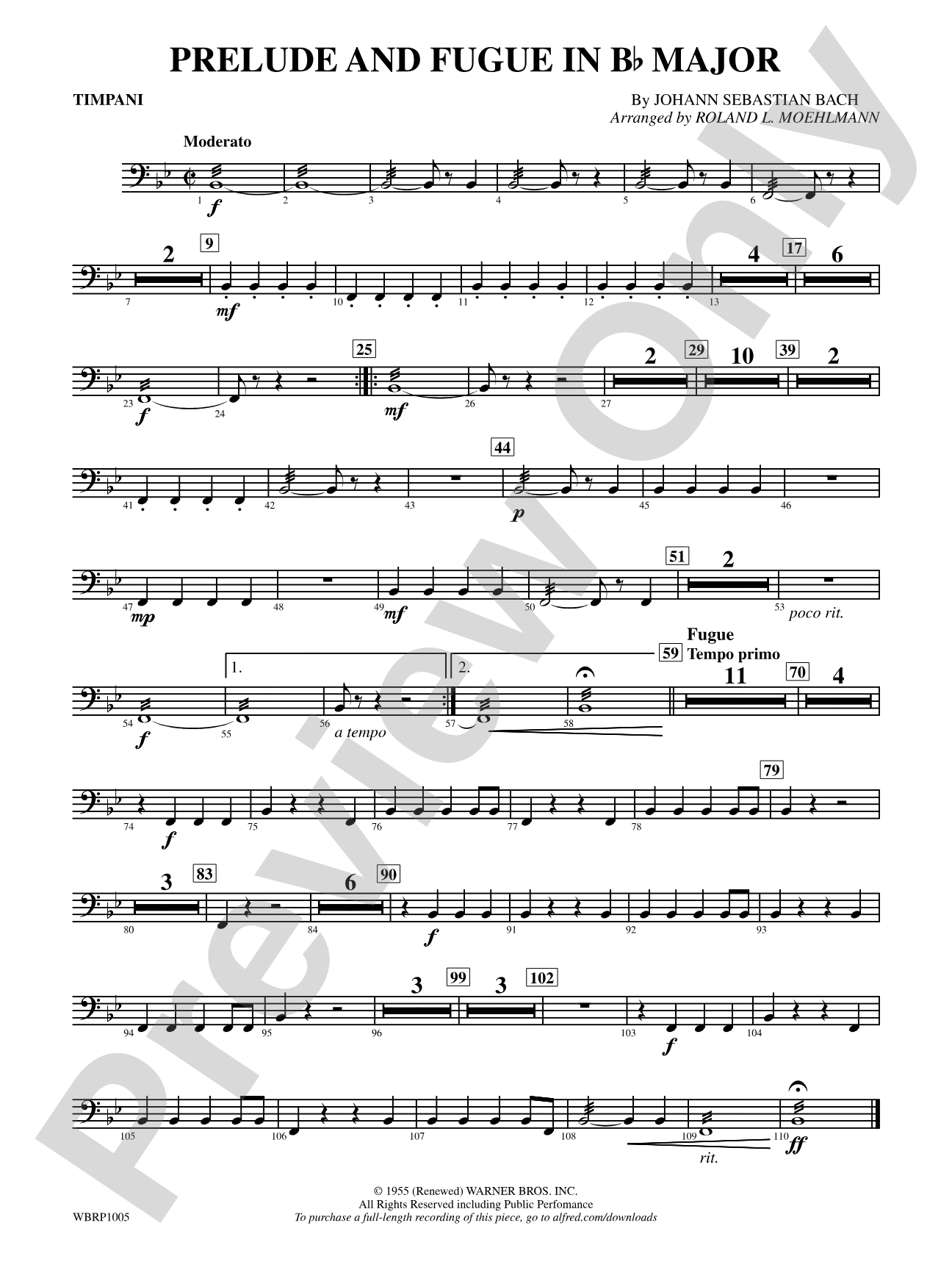 Prelude and Fugue in B-Flat Major: Timpani