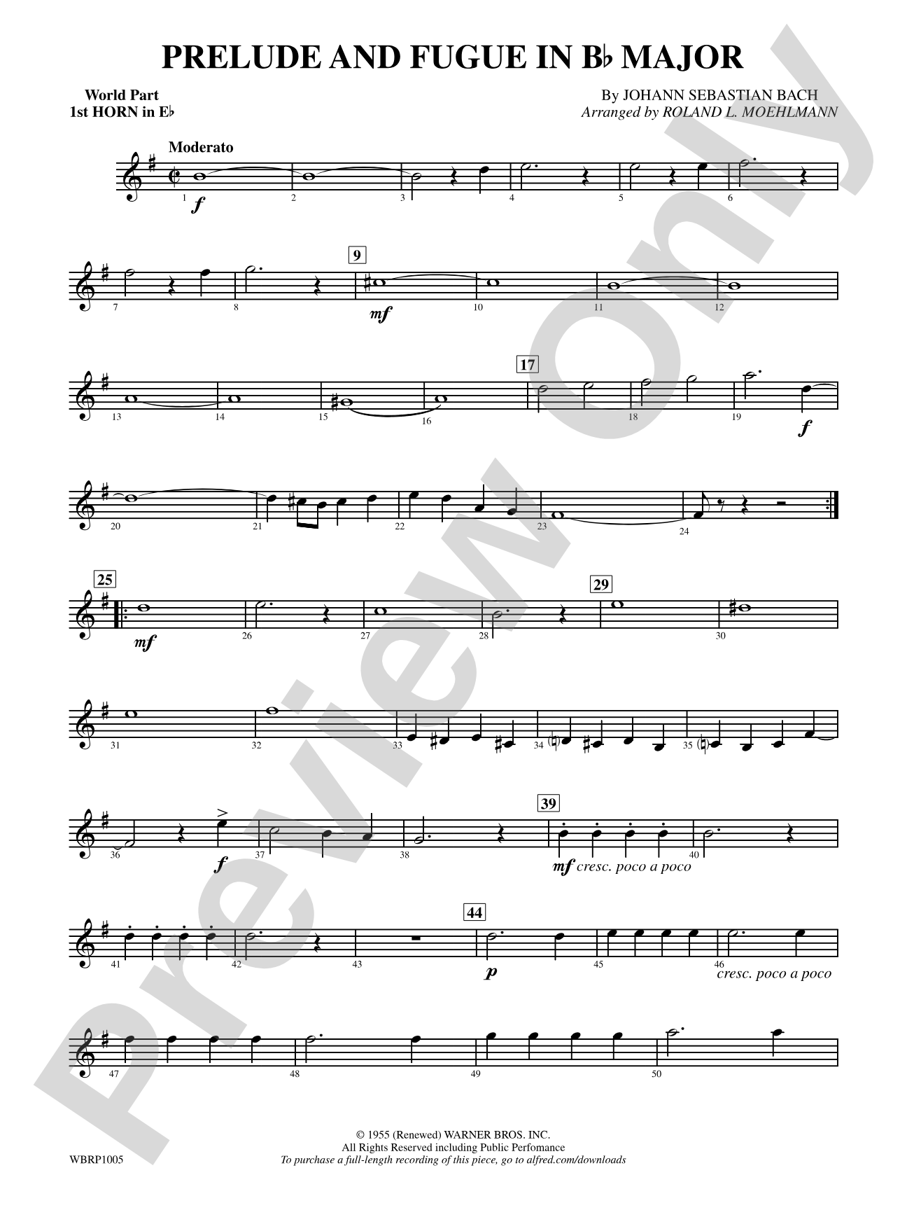 Prelude and Fugue in B-Flat Major: (wp) 1st Horn in E-flat