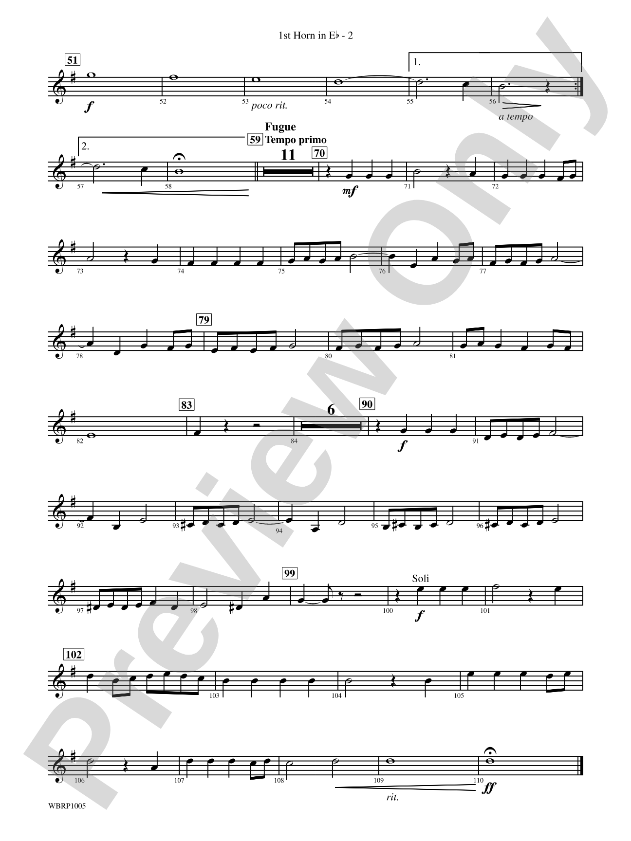 Prelude and Fugue in B-Flat Major: (wp) 1st Horn in E-flat