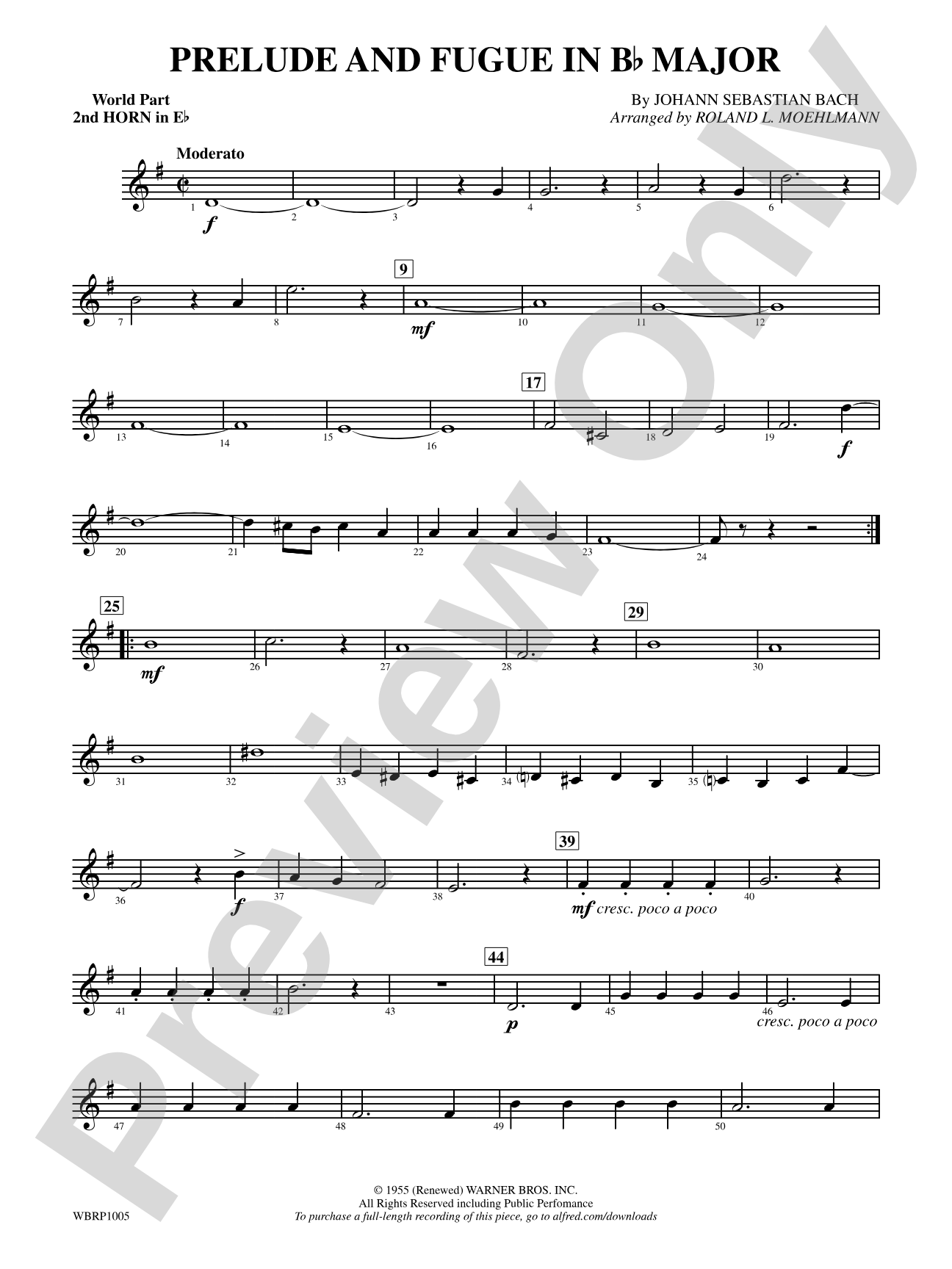 Prelude and Fugue in B-Flat Major: (wp) 2nd Horn in E-flat
