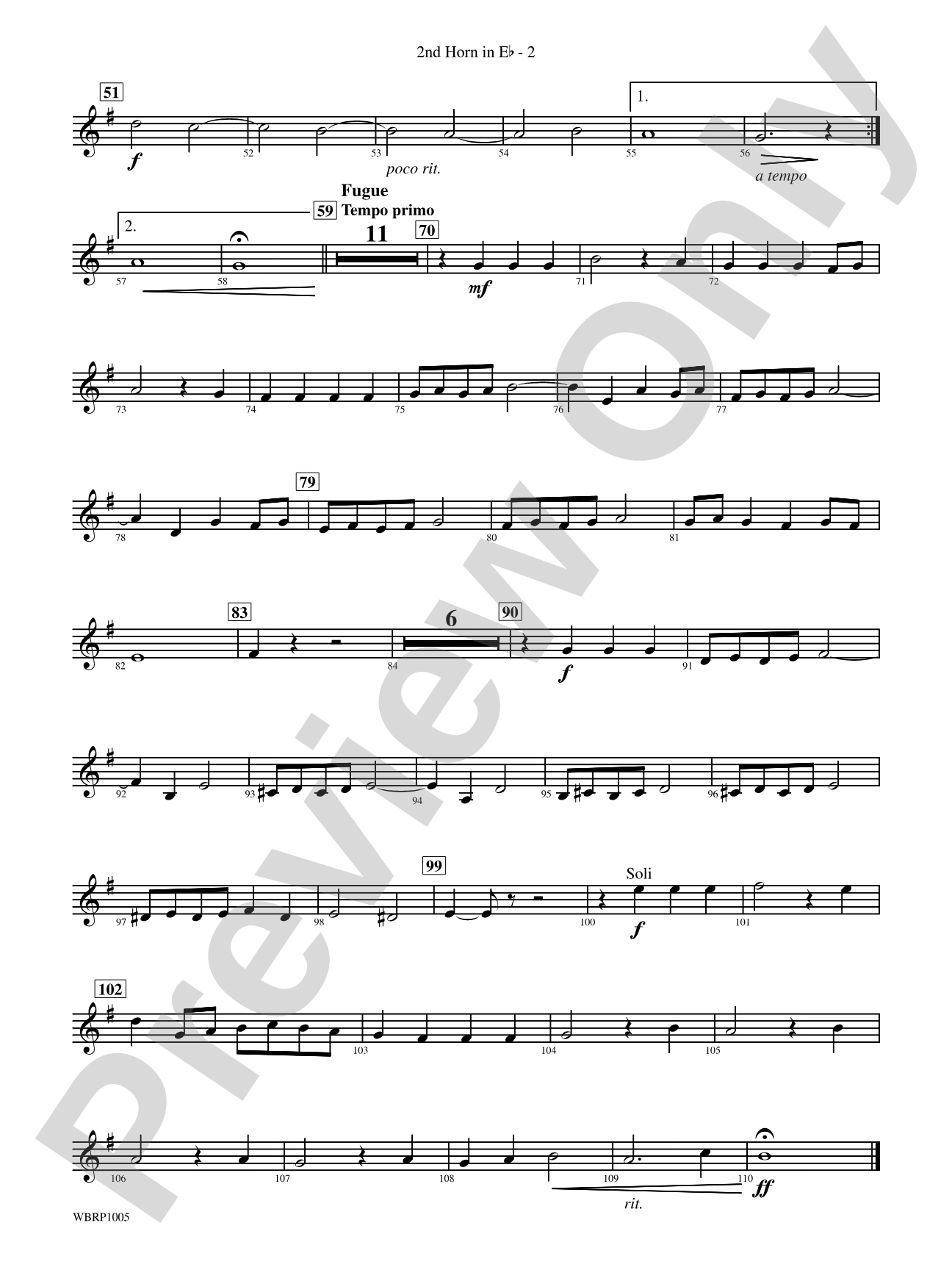 Prelude and Fugue in B-Flat Major: (wp) 2nd Horn in E-flat