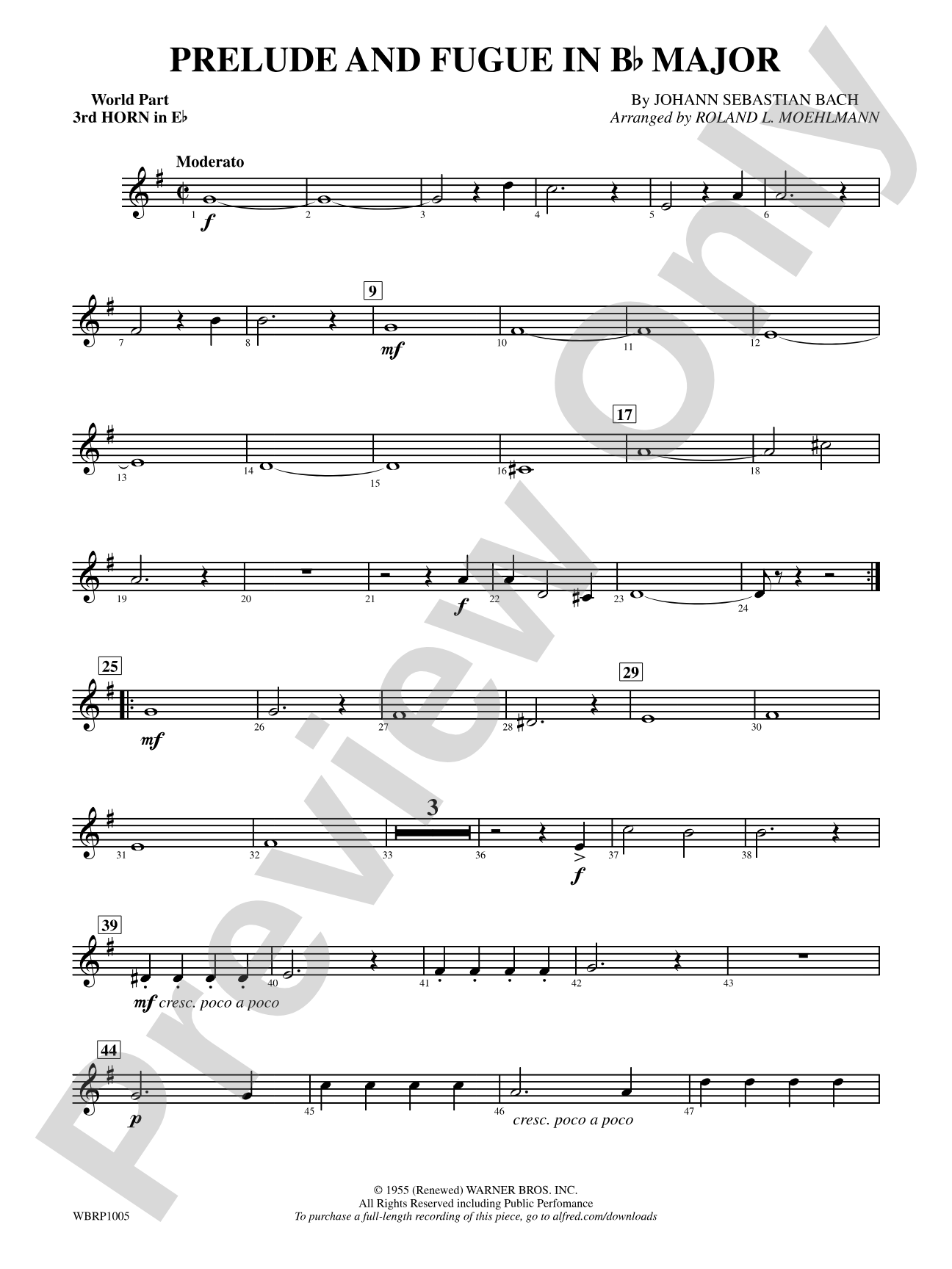 Prelude and Fugue in B-Flat Major: (wp) 3rd Horn in E-flat