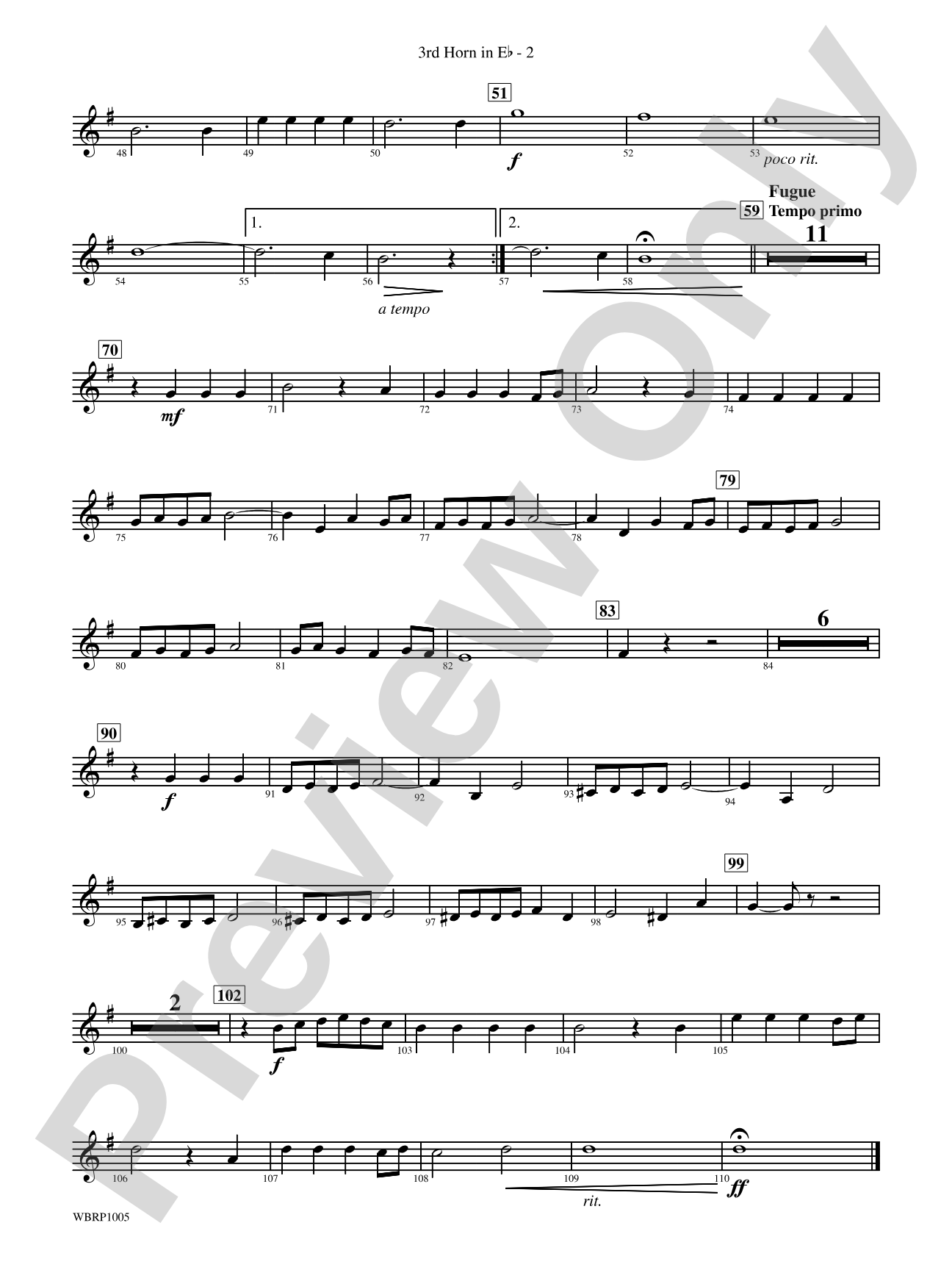 Prelude and Fugue in B-Flat Major: (wp) 3rd Horn in E-flat