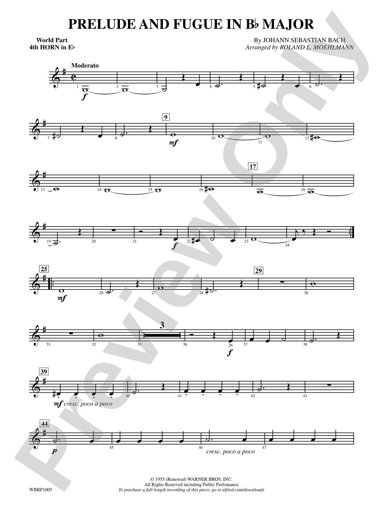 Prelude and Fugue in B-Flat Major: (wp) 4th Horn in E-flat